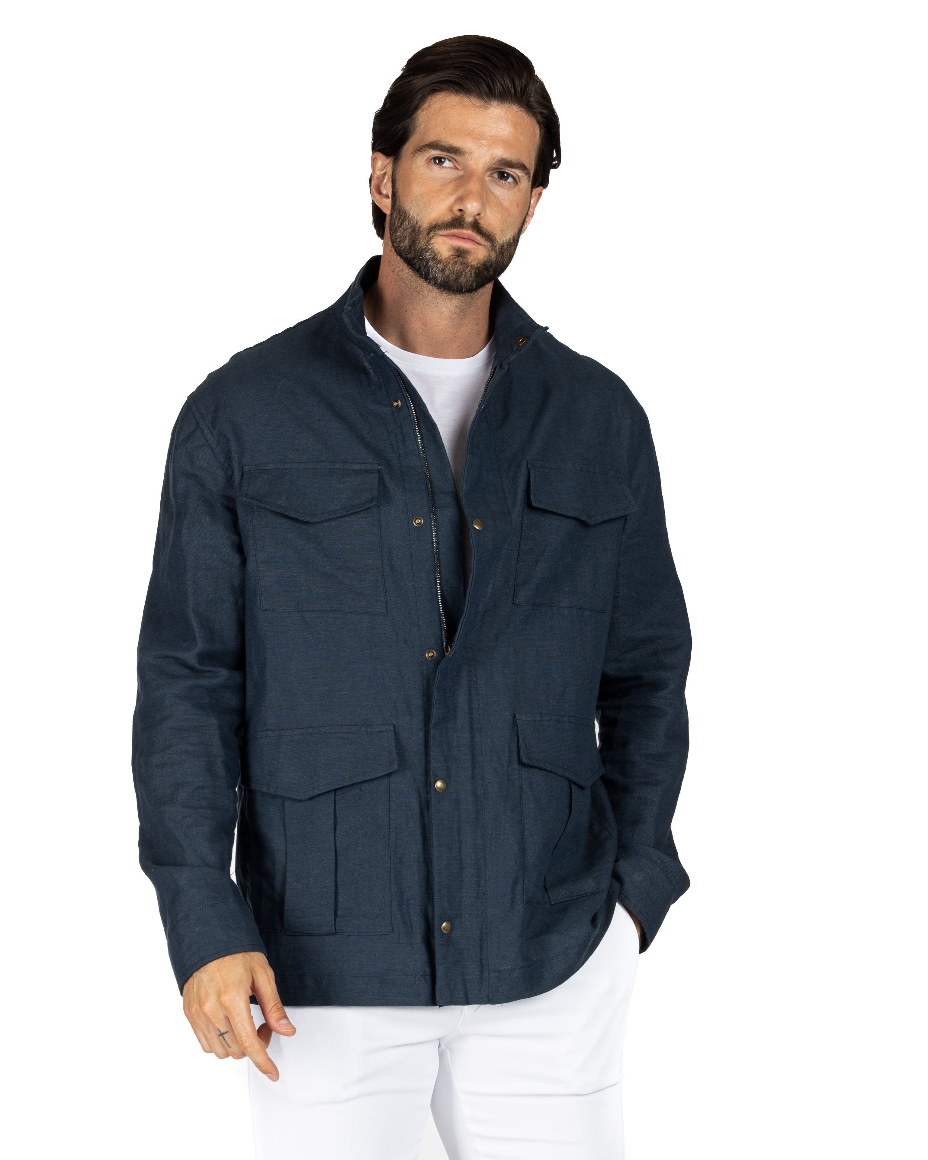 Saharan - 4 blue linen pockets