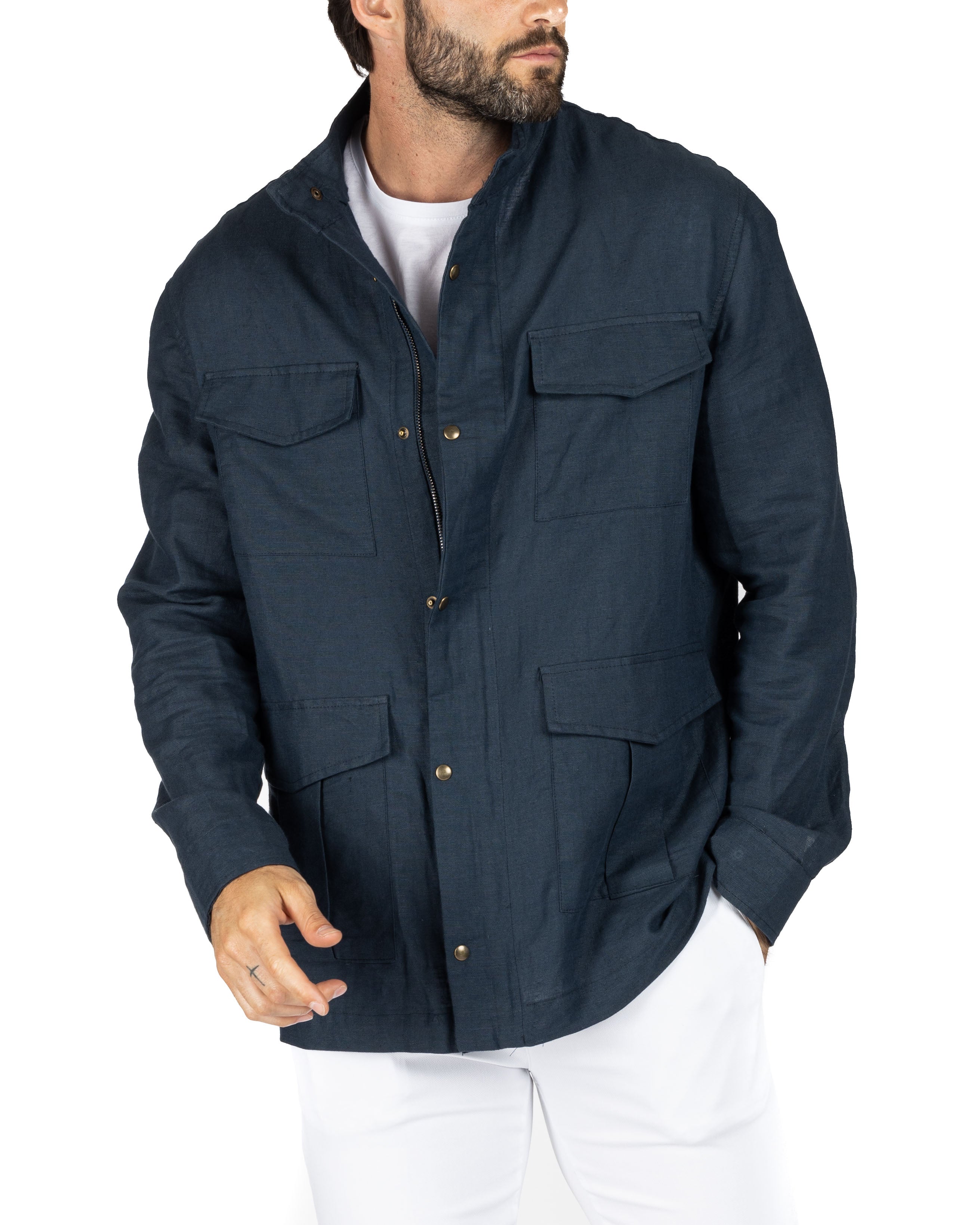Saharan - 4 blue linen pockets