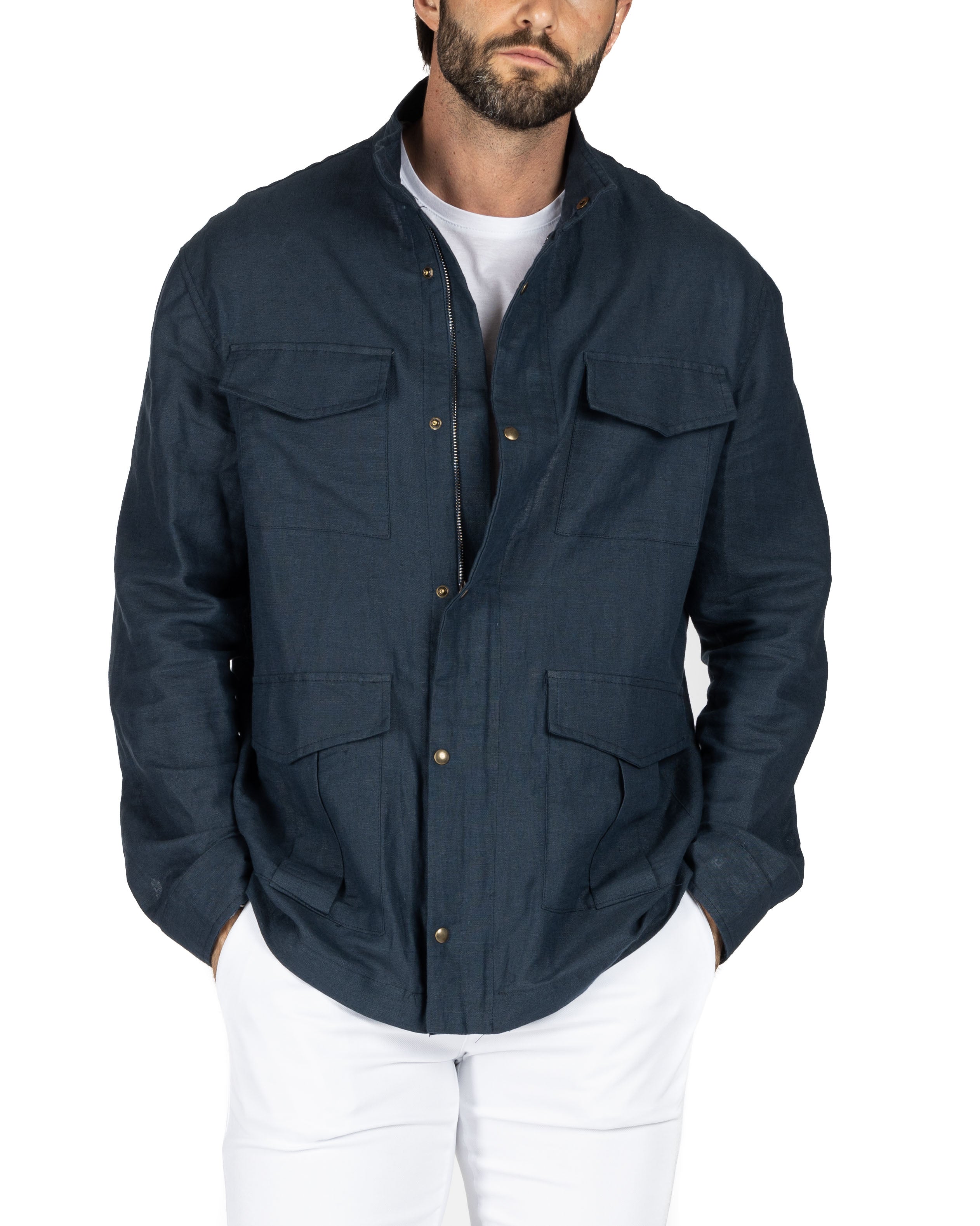 Saharan - 4 blue linen pockets