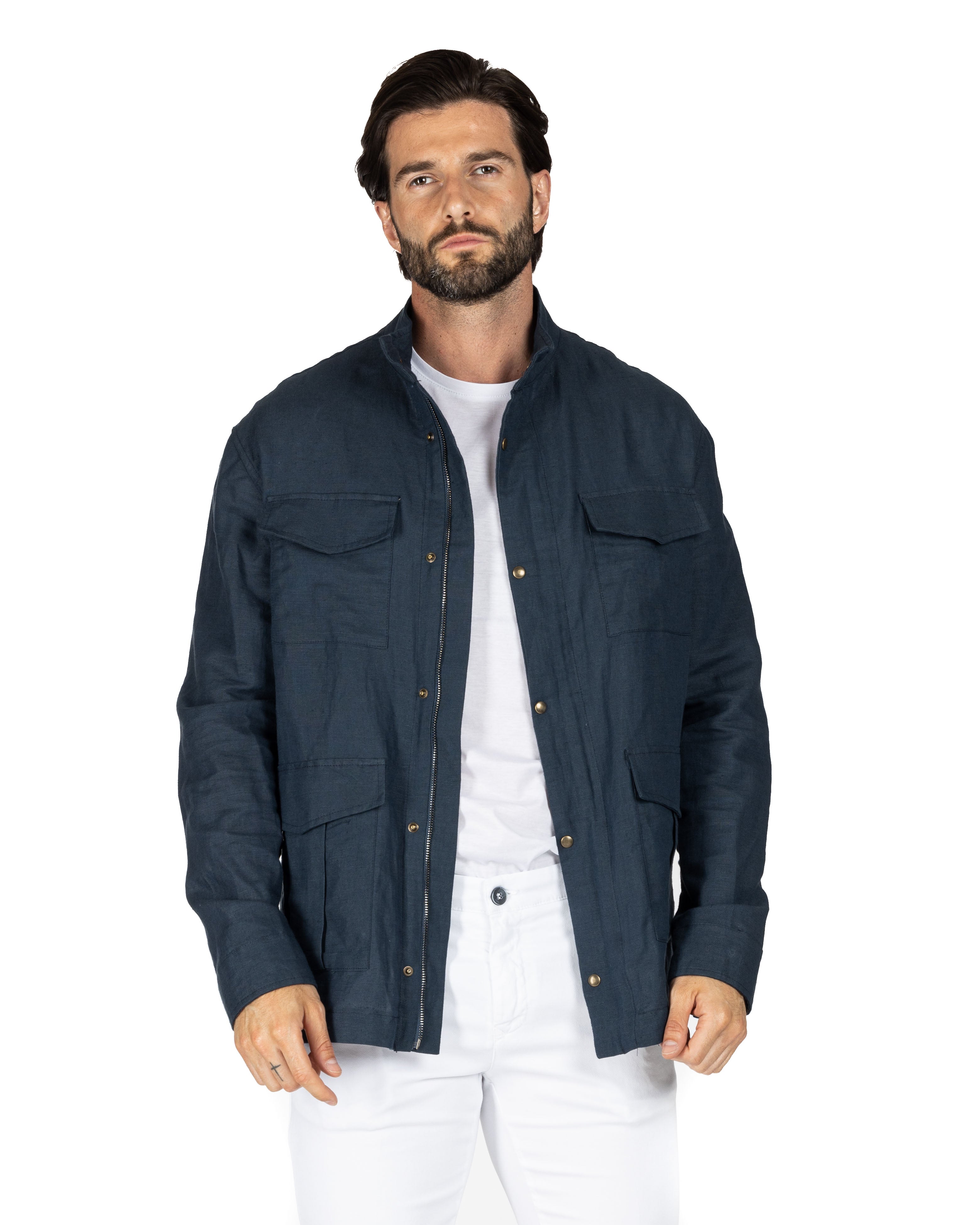 Saharan - 4 blue linen pockets