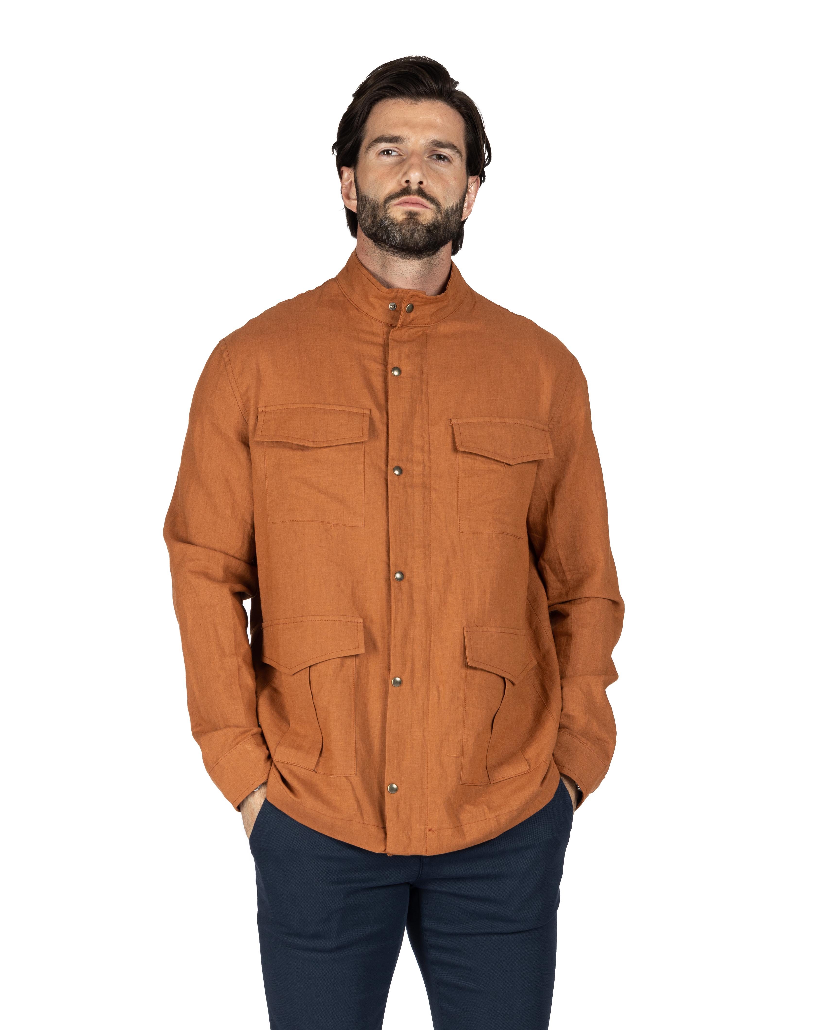 Saharan - 4 pockets tobacco blue linen