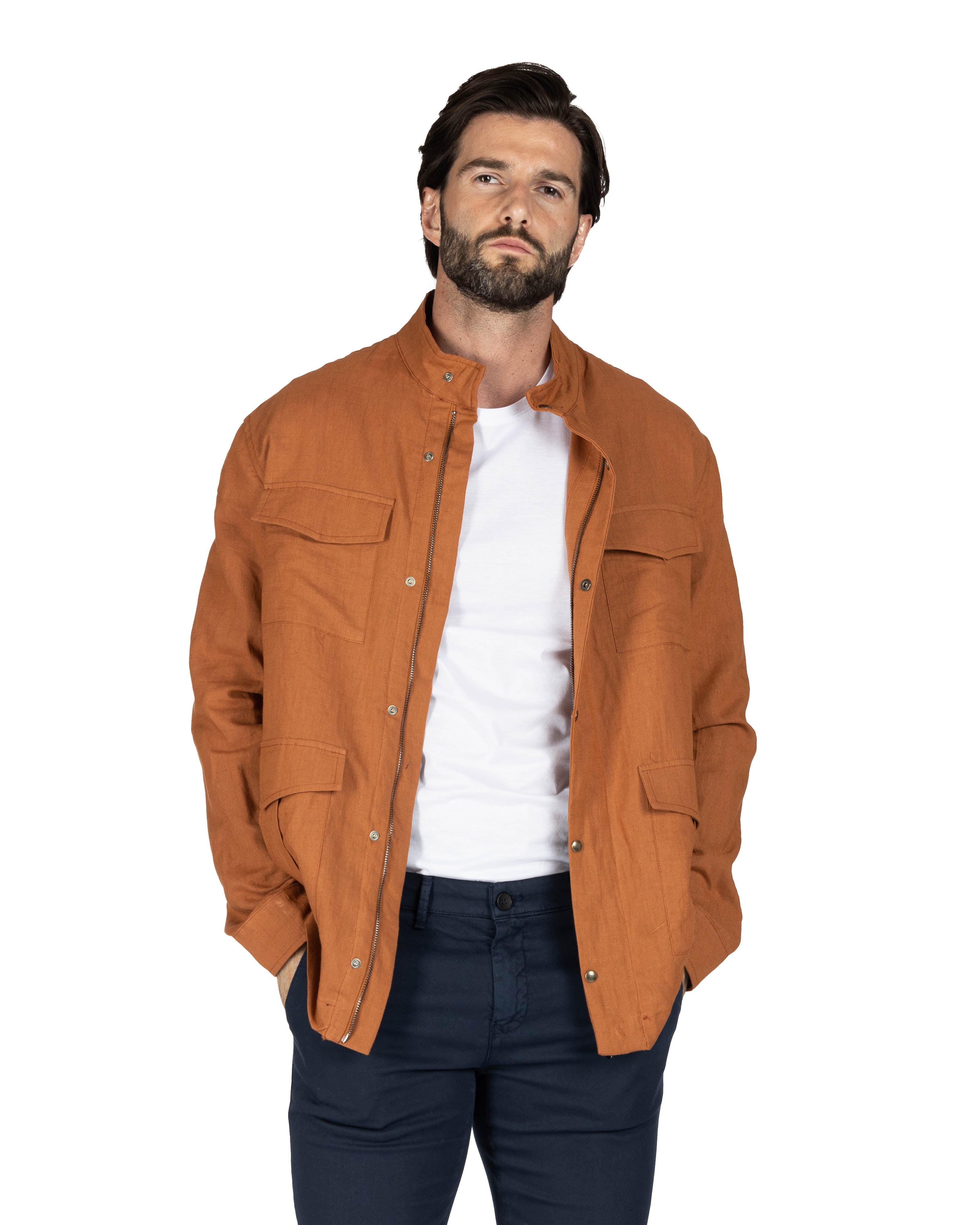Saharan - 4 pockets tobacco blue linen