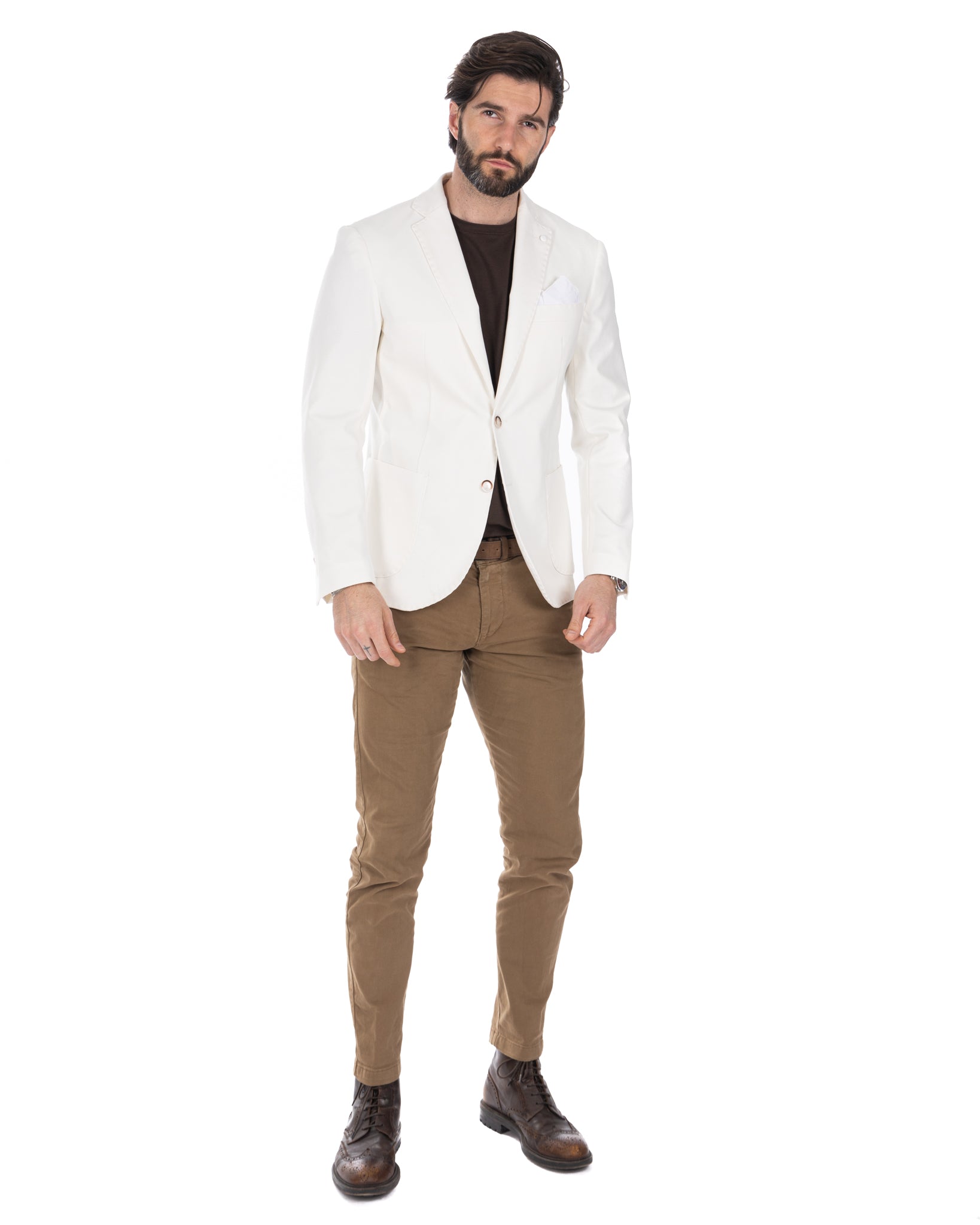 Shelby - cream Milan stitch single-breasted jacket