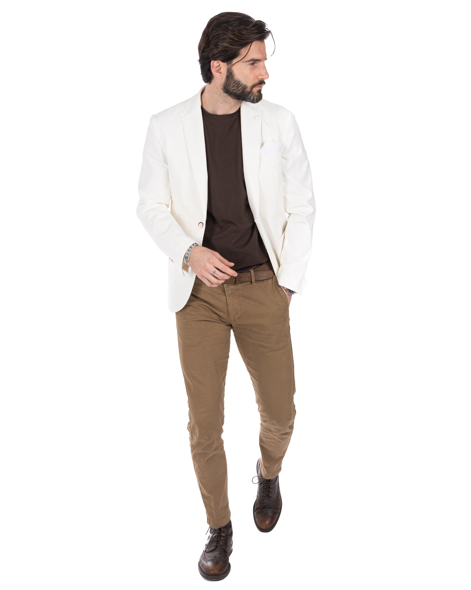 Shelby - cream Milan stitch single-breasted jacket