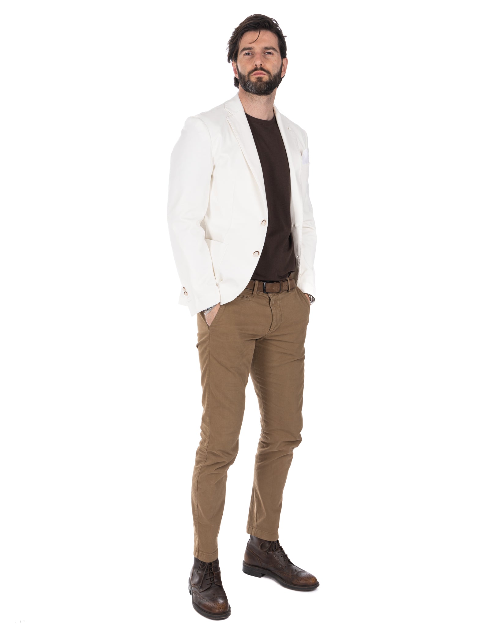 Shelby - cream Milan stitch single-breasted jacket