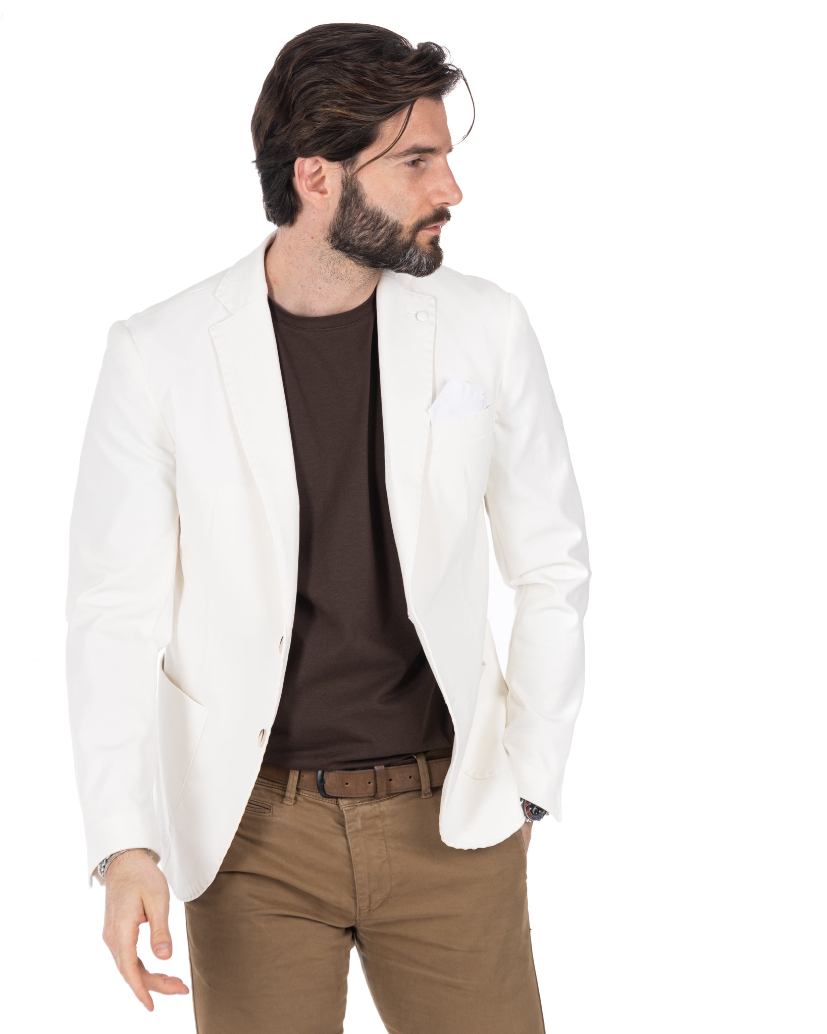 Shelby - cream Milan stitch single-breasted jacket