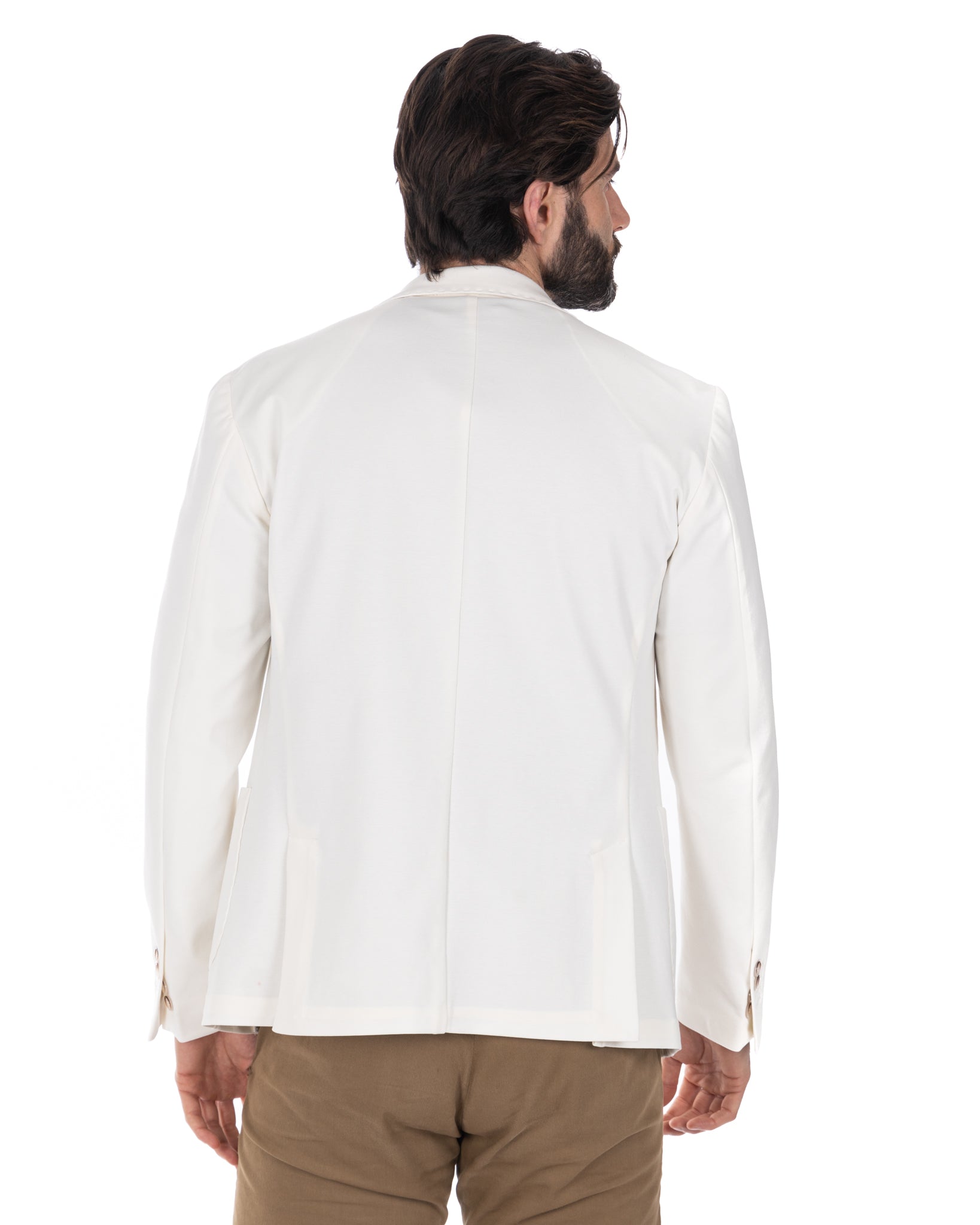 Shelby - cream Milan stitch single-breasted jacket