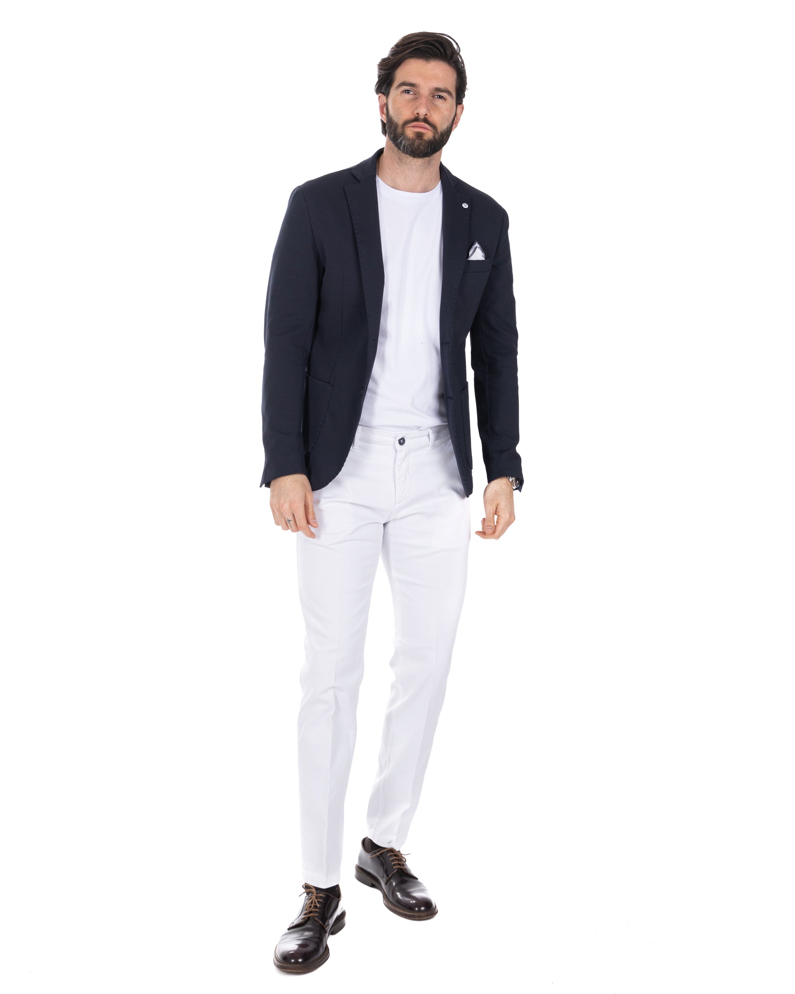 Shelby - blue milan stitch single-breasted jacket