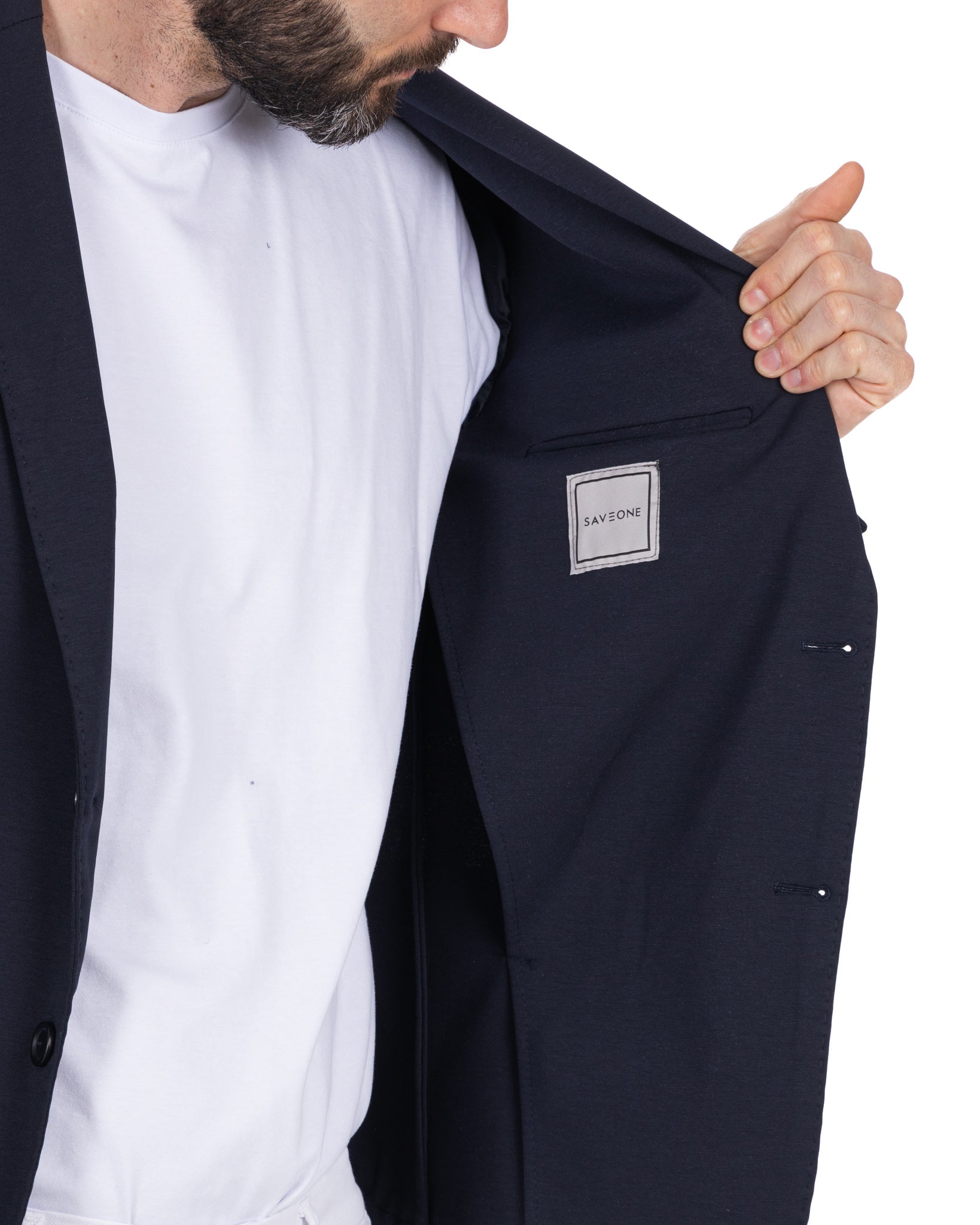 Shelby - blue milan stitch single-breasted jacket
