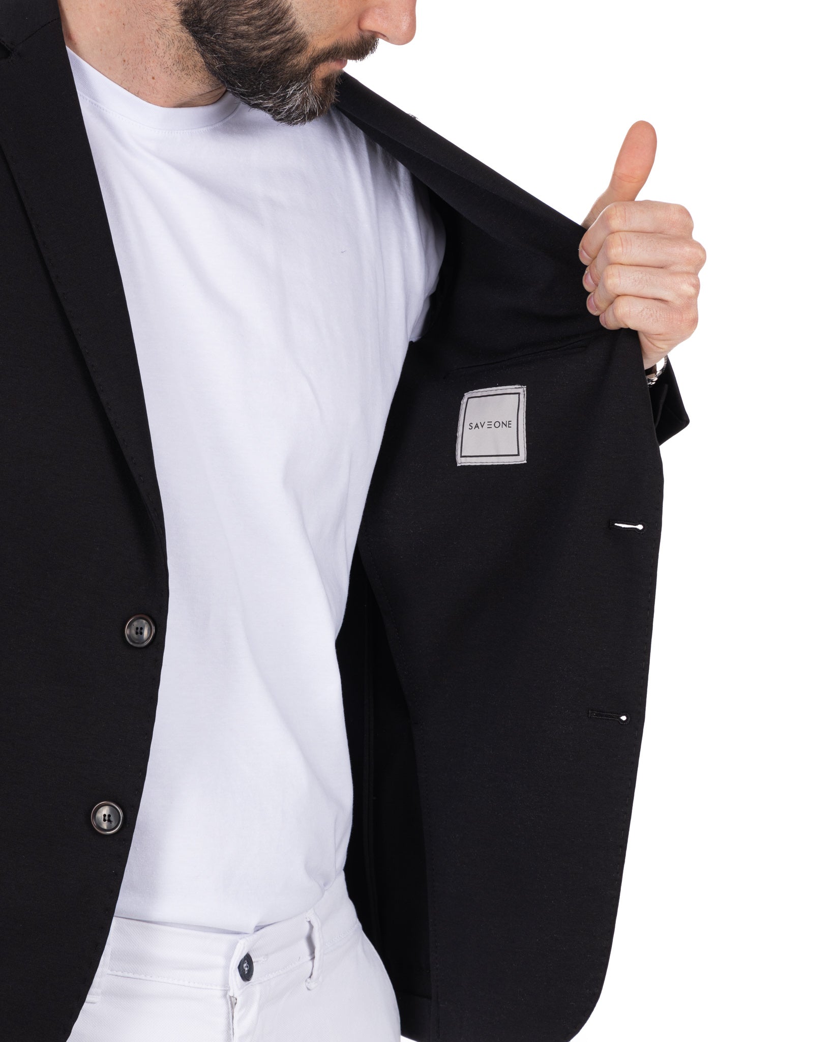 Shelby - black milan stitch single-breasted jacket