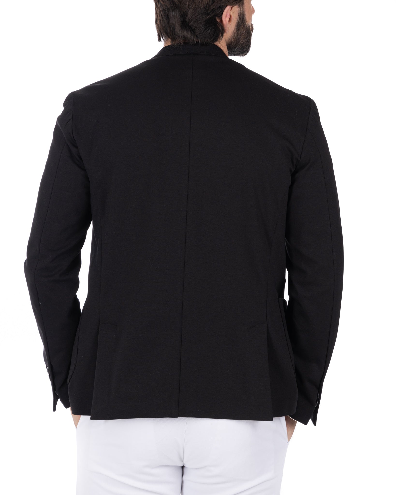 Shelby - black milan stitch single-breasted jacket