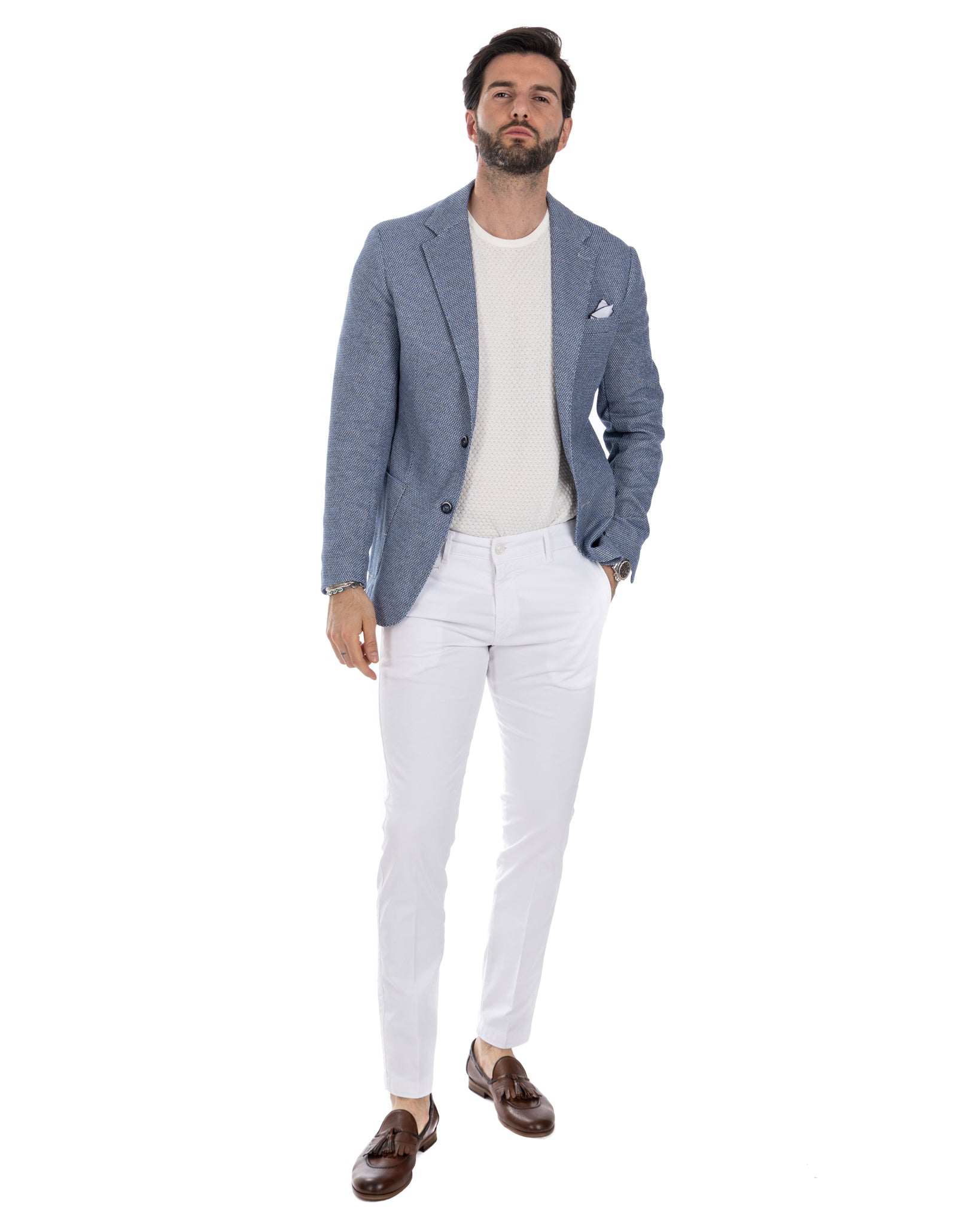 Veglie - gray rice grain single-breasted jacket