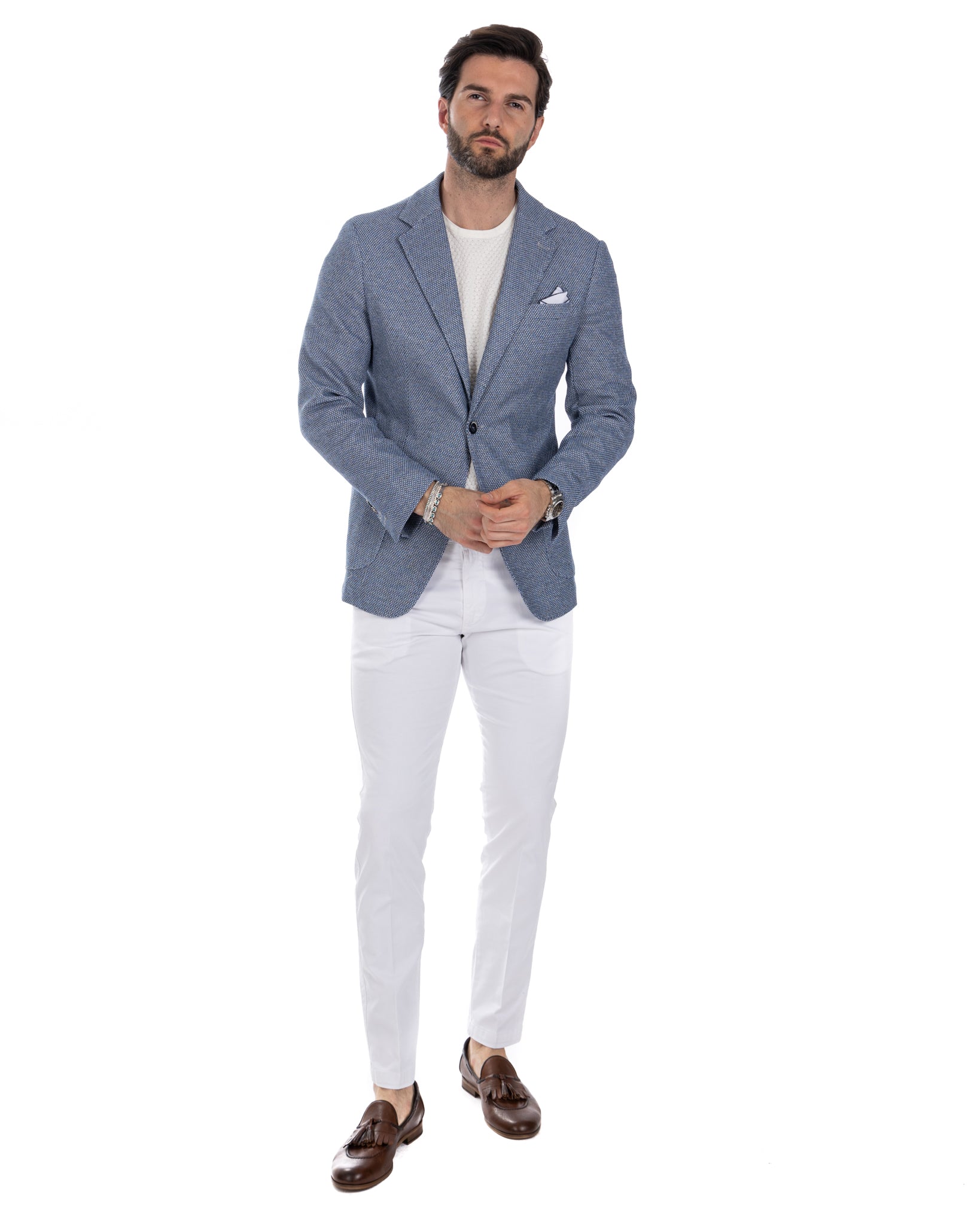 Veglie - gray rice grain single-breasted jacket