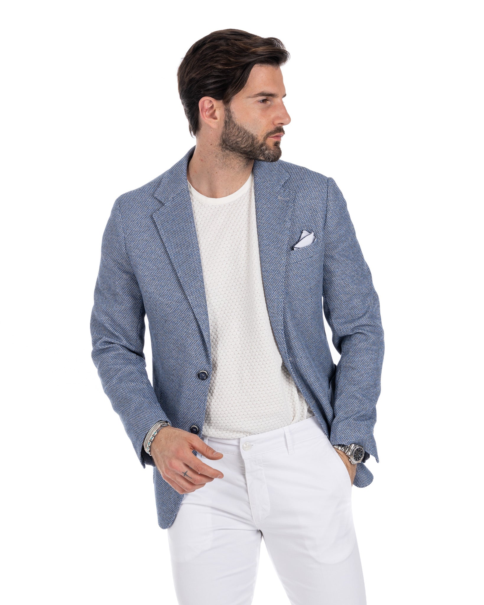 Veglie - gray rice grain single-breasted jacket
