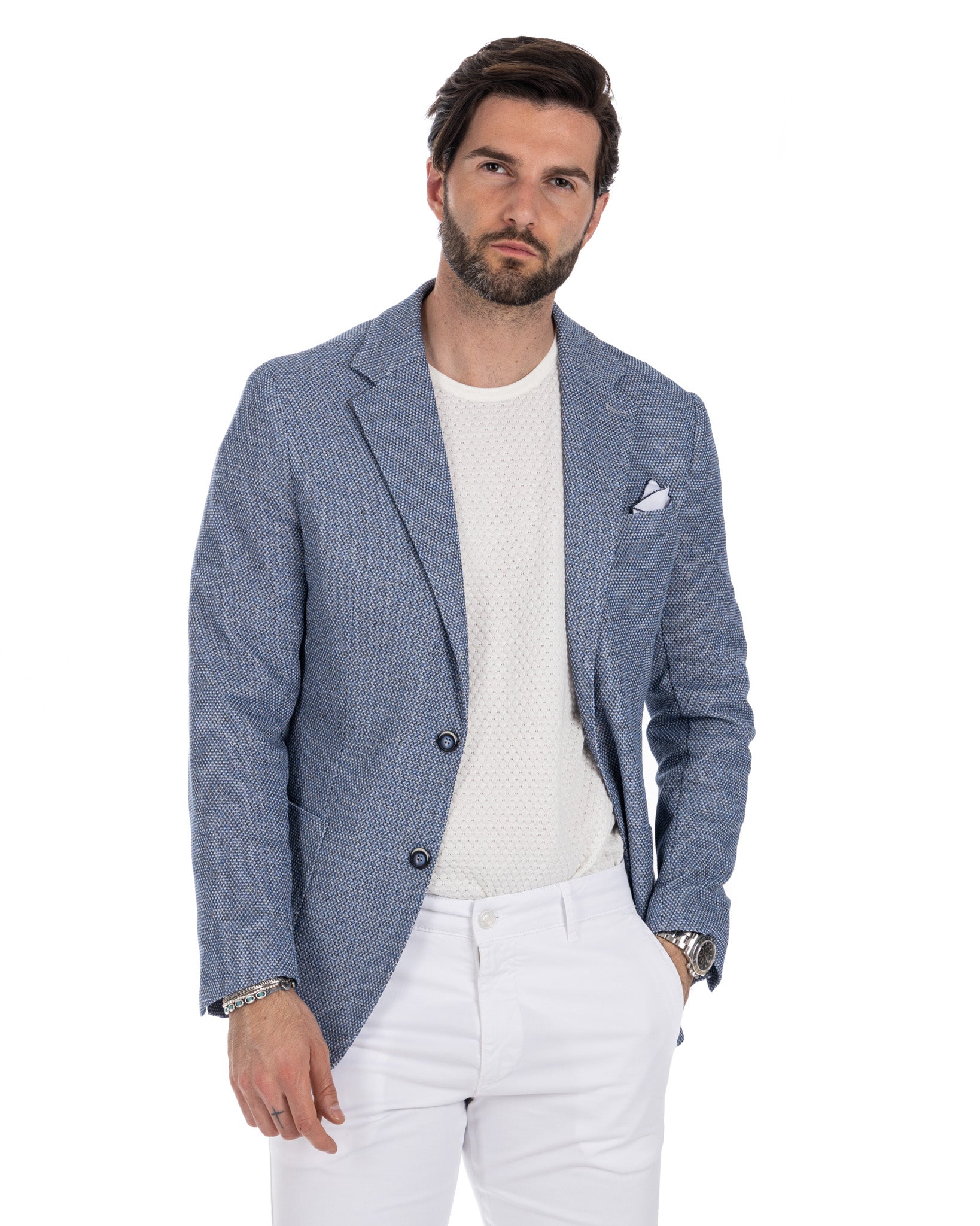 Veglie - gray rice grain single-breasted jacket