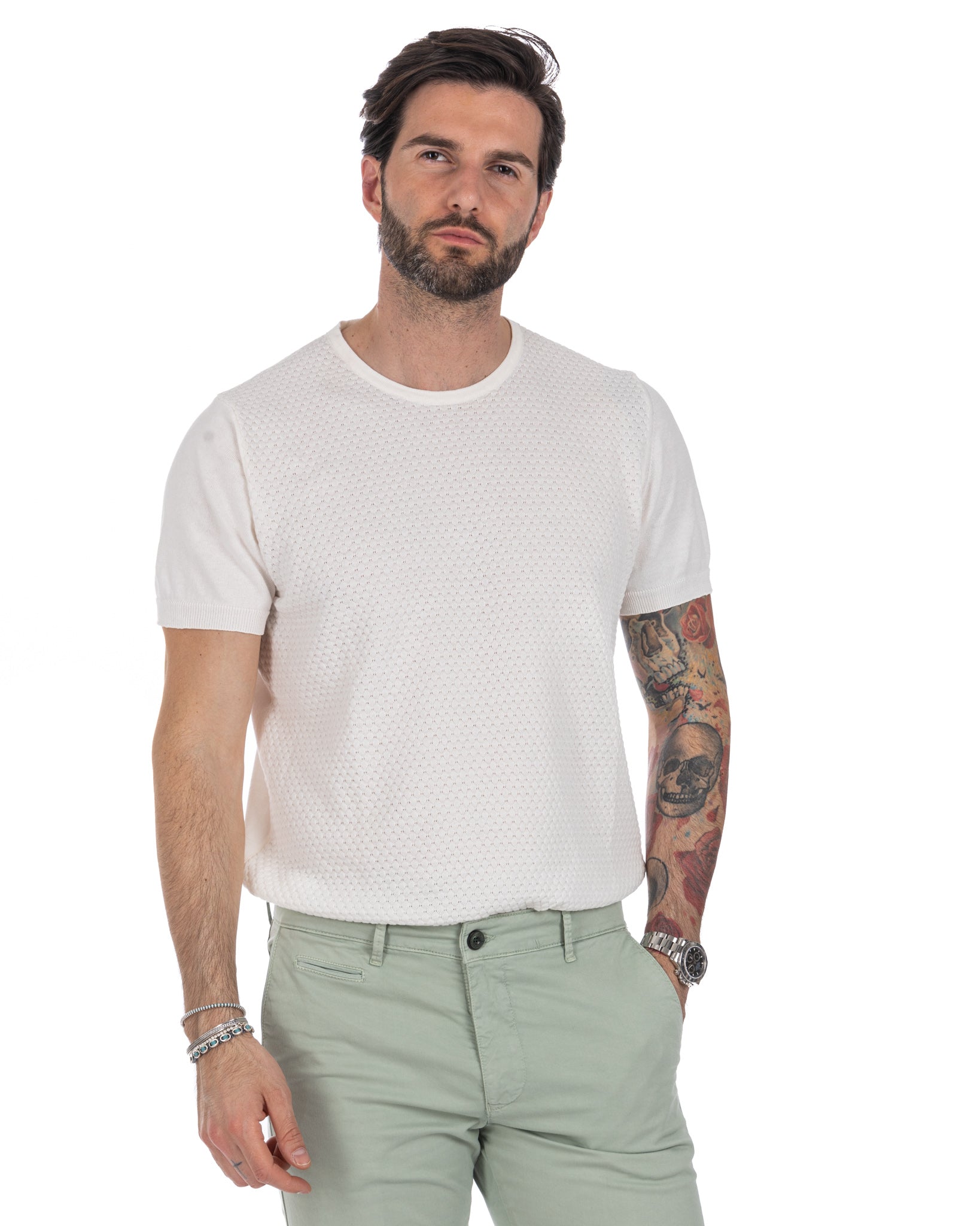 Carlos - cream knitted t-shirt