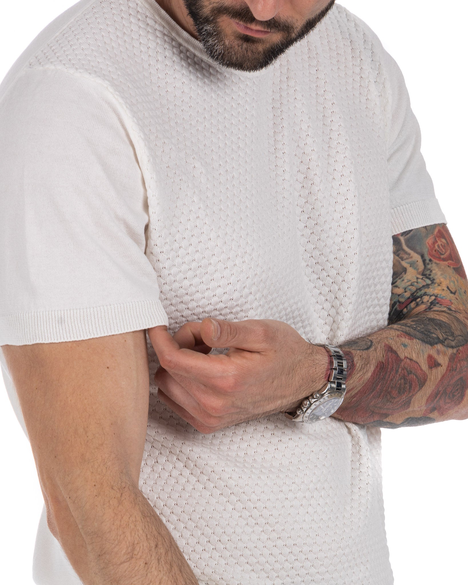 Carlos - cream knitted t-shirt
