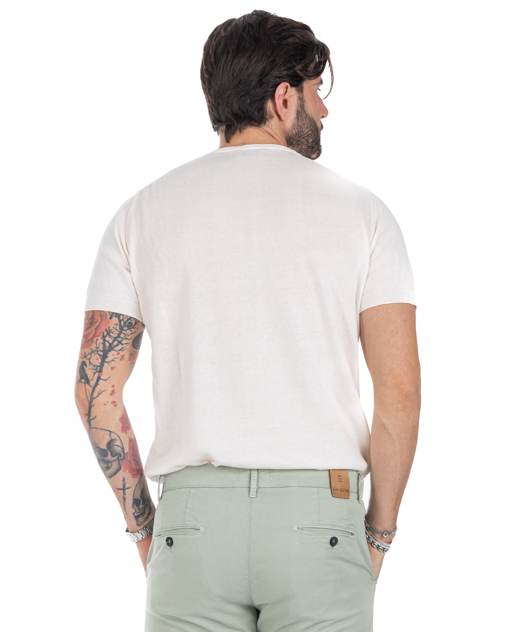 Carlos - cream knitted t-shirt