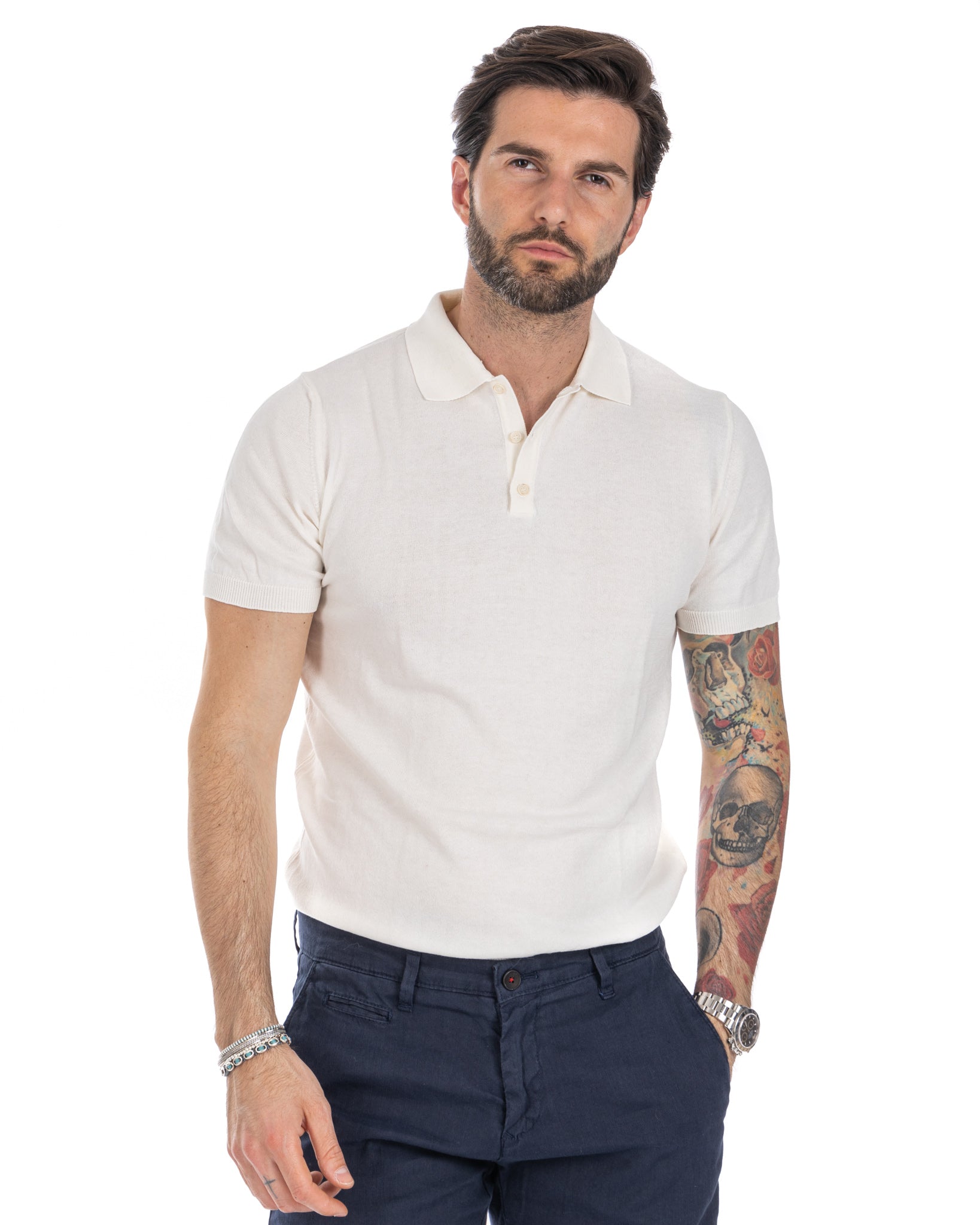 Roger - polo en maille blanc