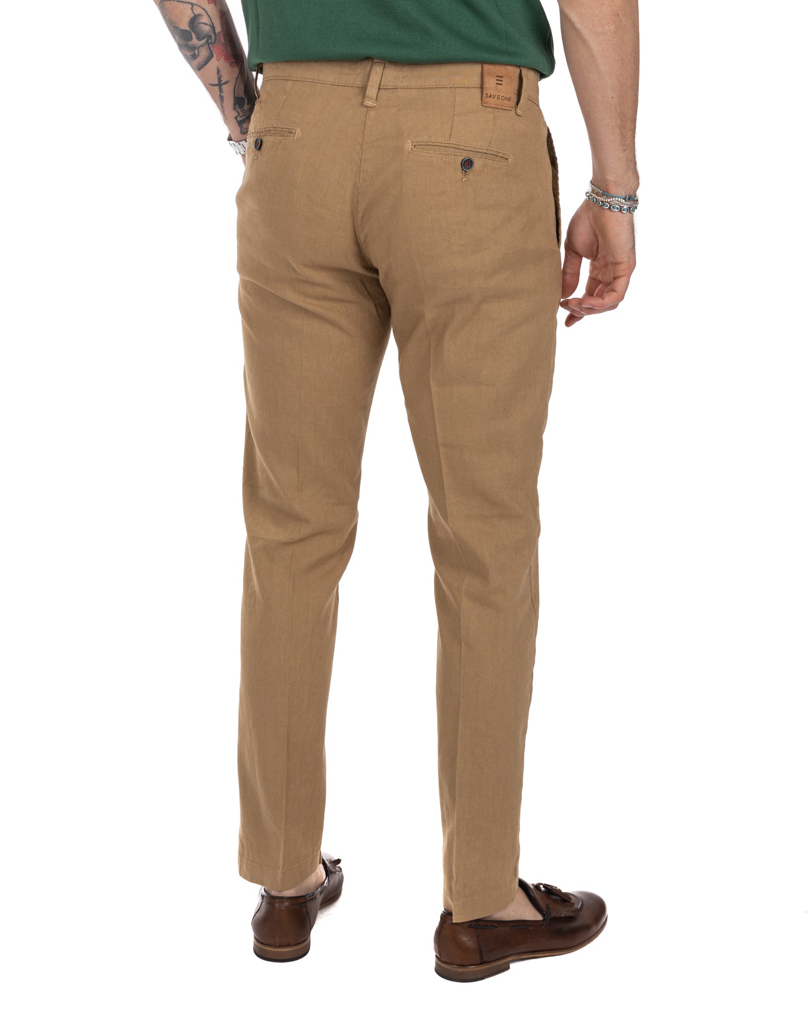Didier - biscuit trousers in stretch linen