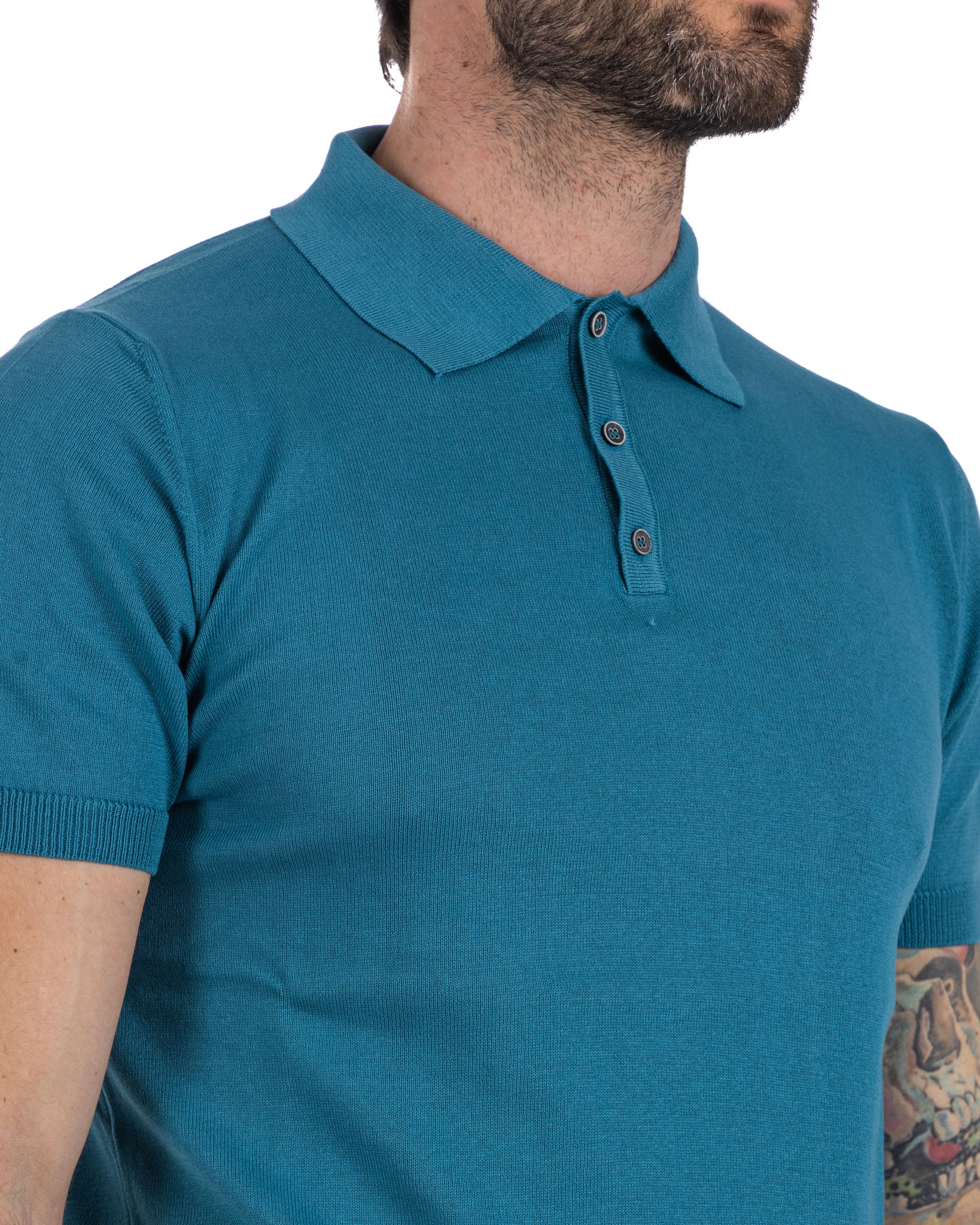 Roger - teal knitted polo
