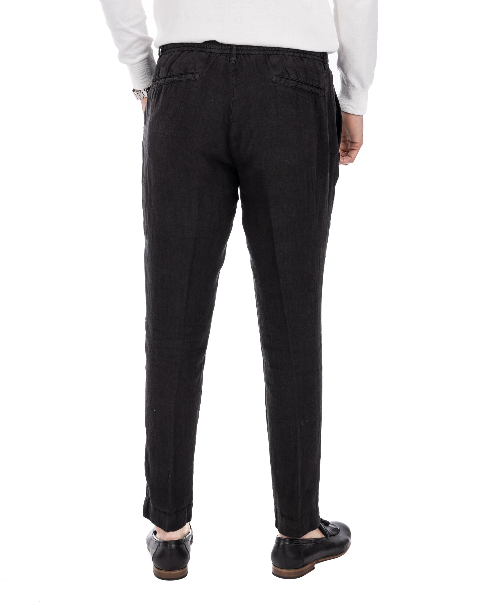 Gustave - pantalon en pur lin noir