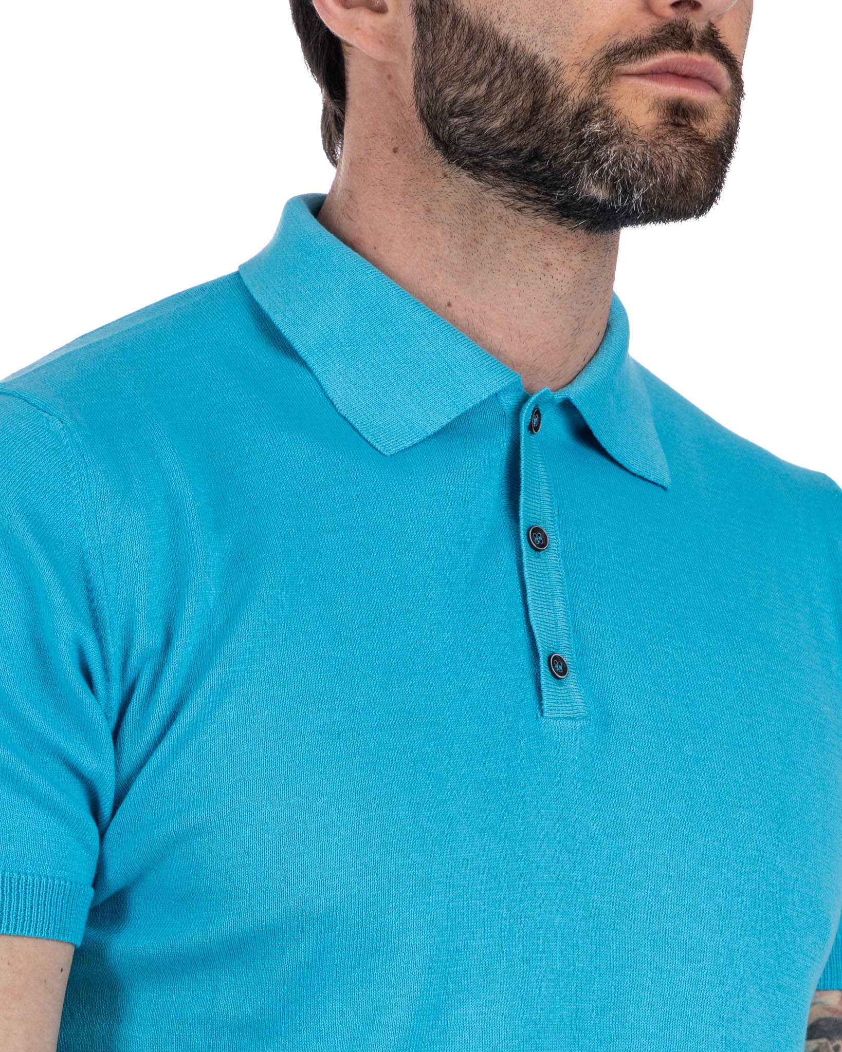 Roger - polo en maille turquoise