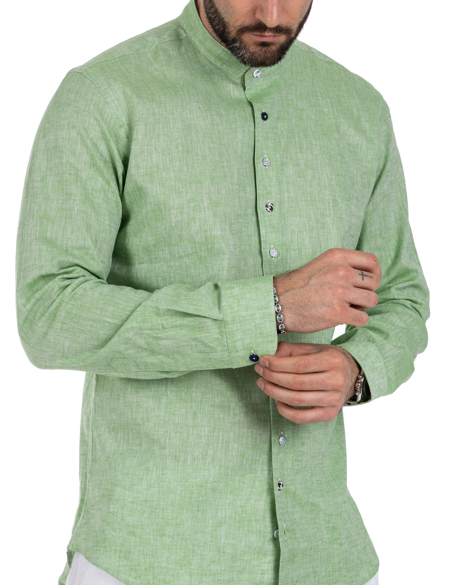 Positano - green linen Korean shirt