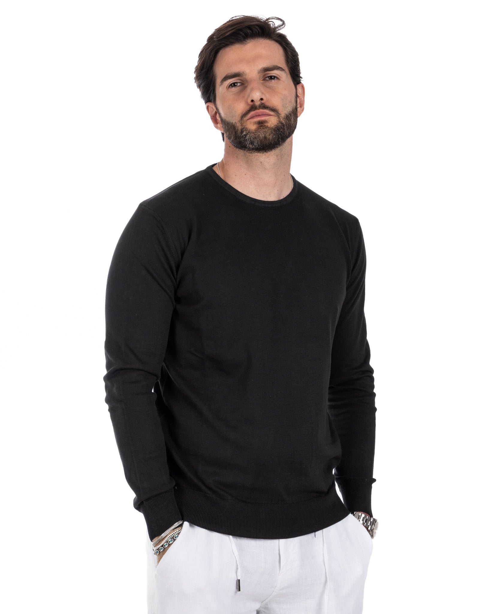 Daniil - black cotton sweater