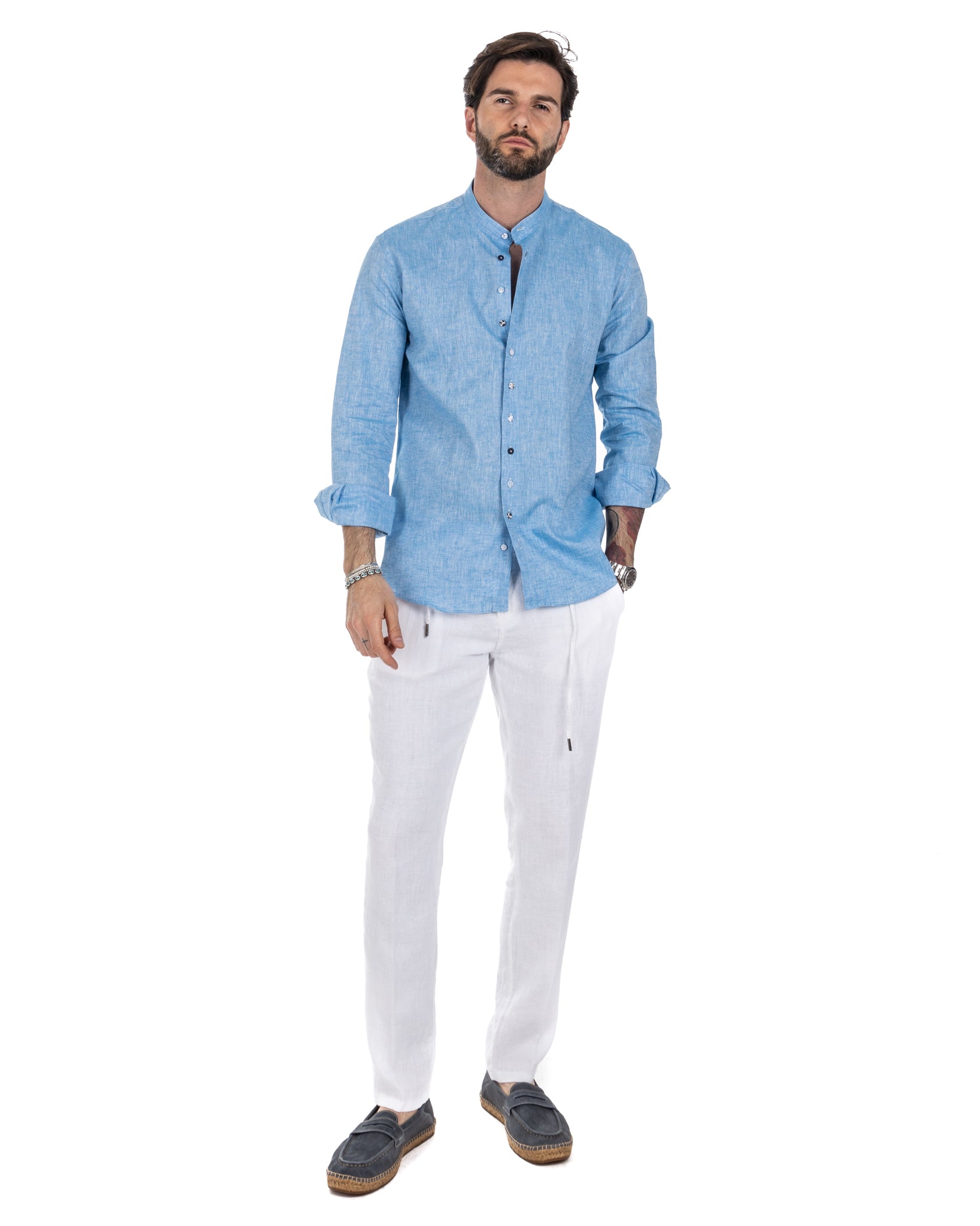 Gustave - trousers in pure white linen