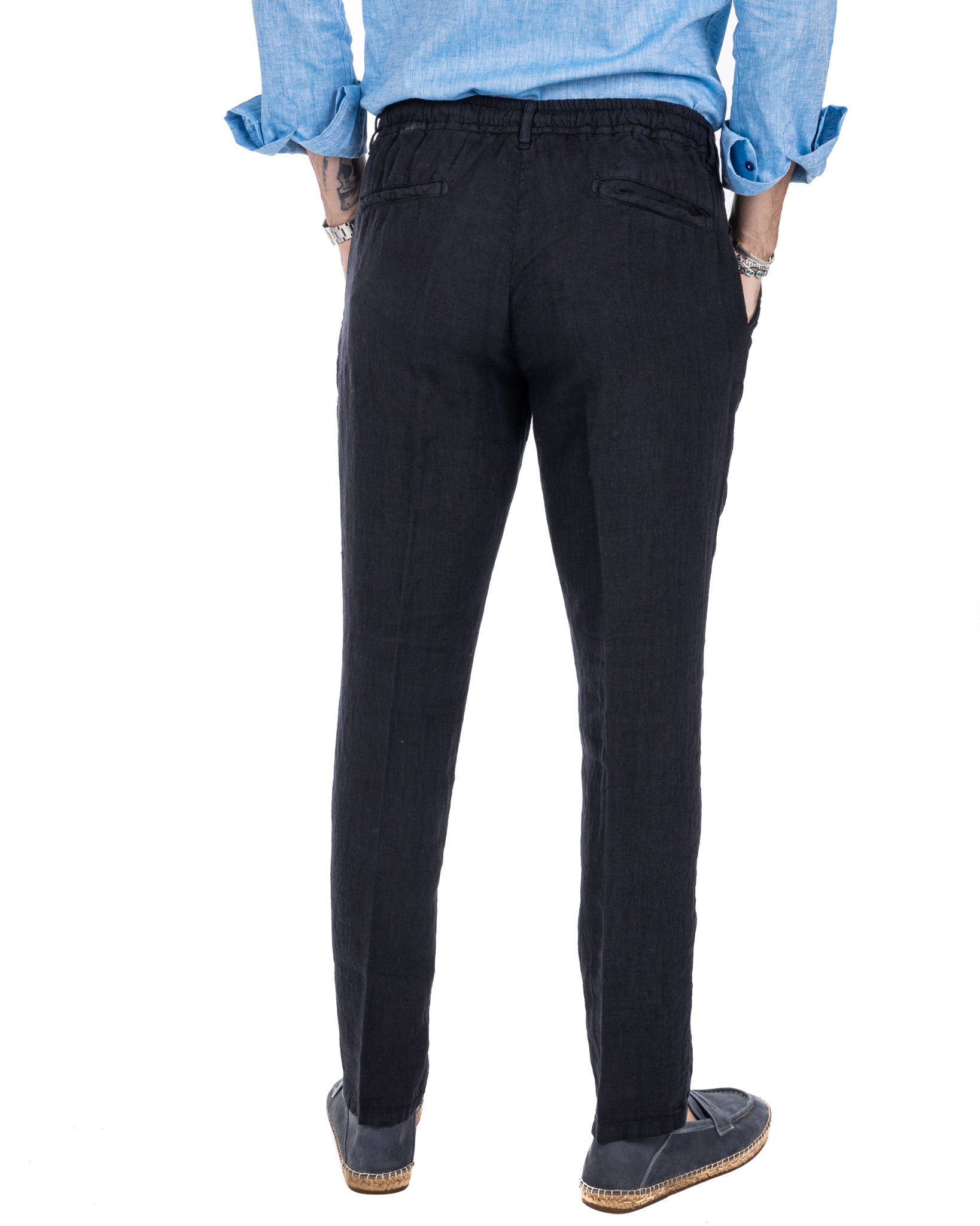 Gustave - blue pure linen trousers