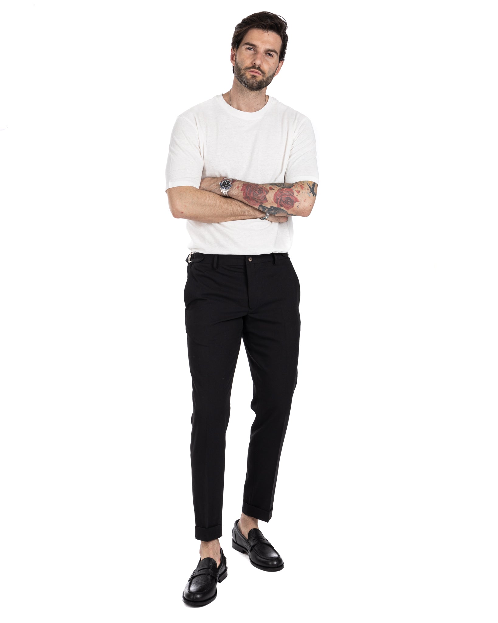 Trani - pantalon noir à boucles