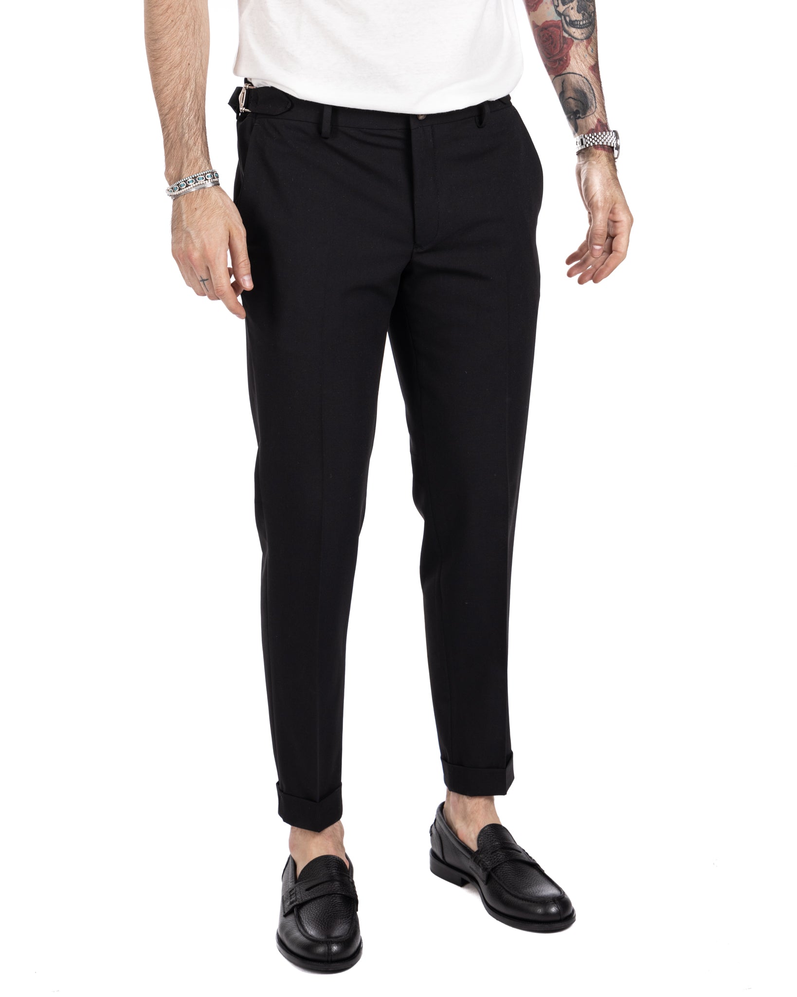 Trani - pantalon noir à boucles