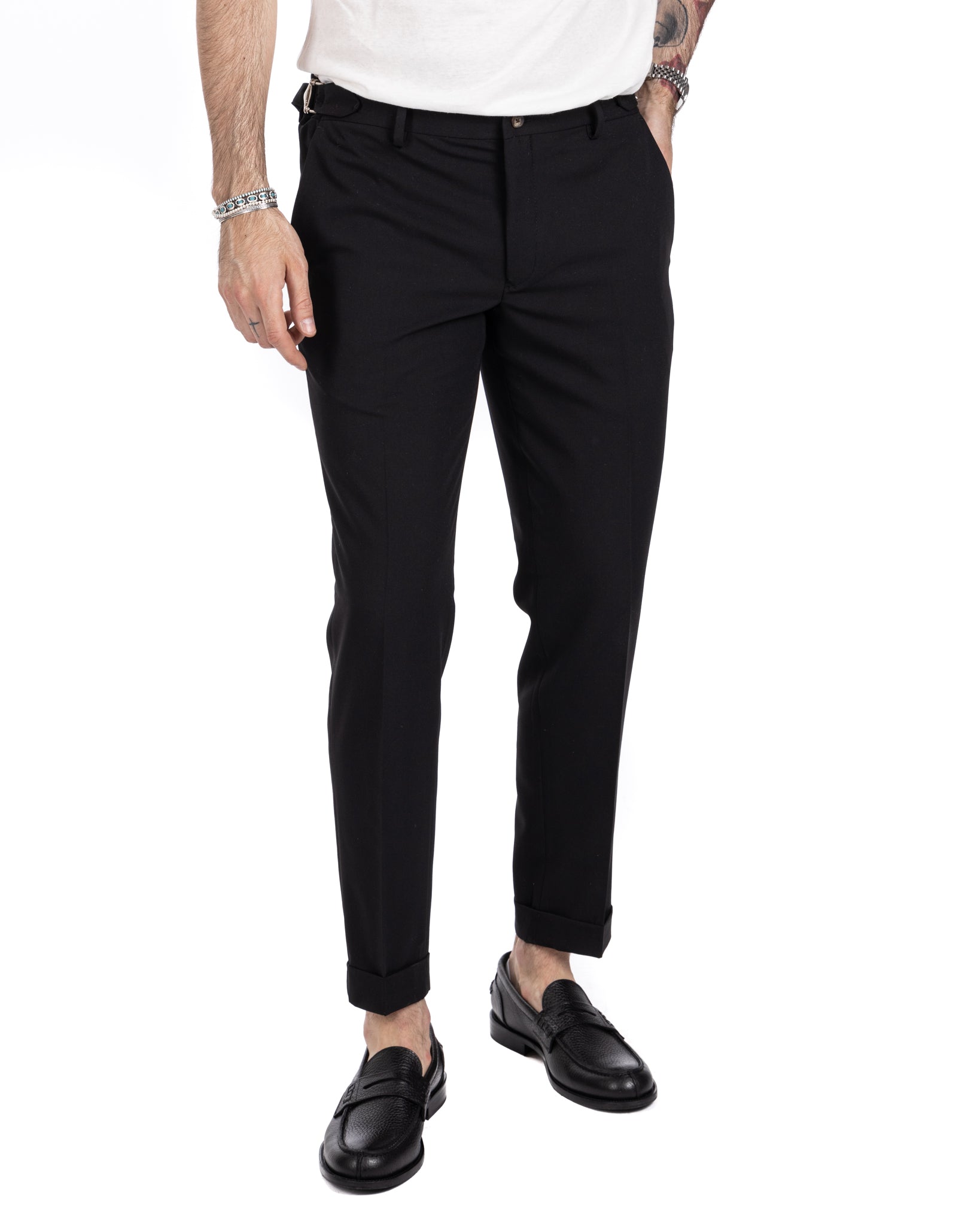Trani - pantalon noir à boucles