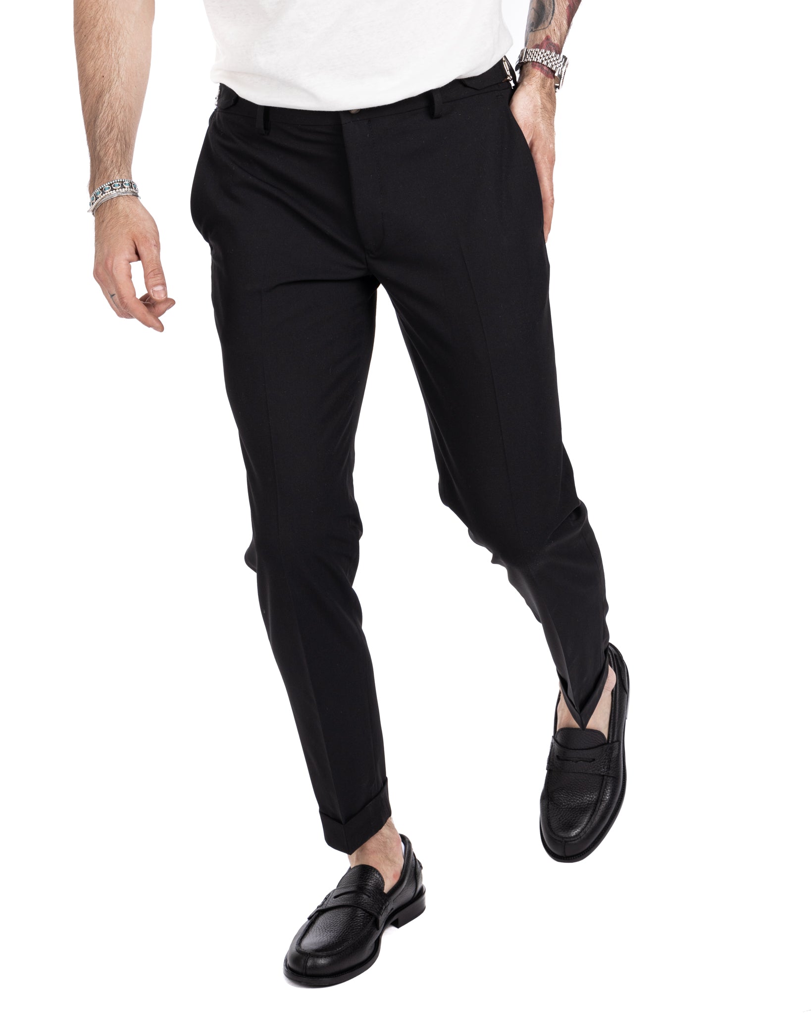 Trani - pantalon noir à boucles