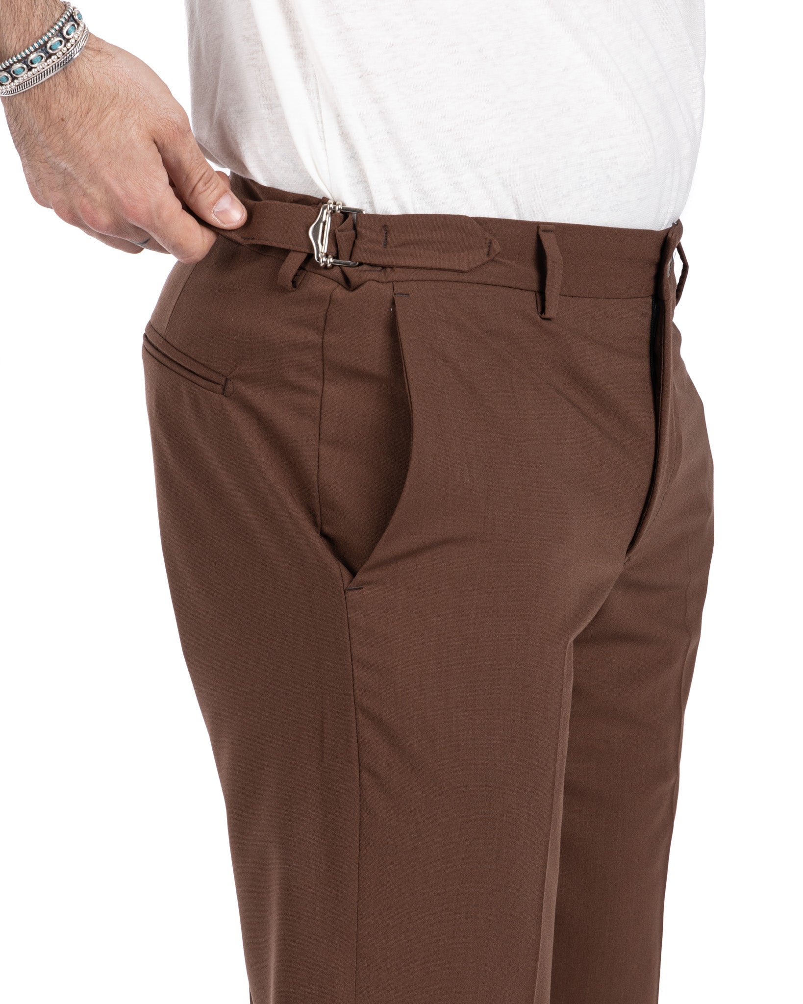 Trani - pantalon à boucles marron foncé