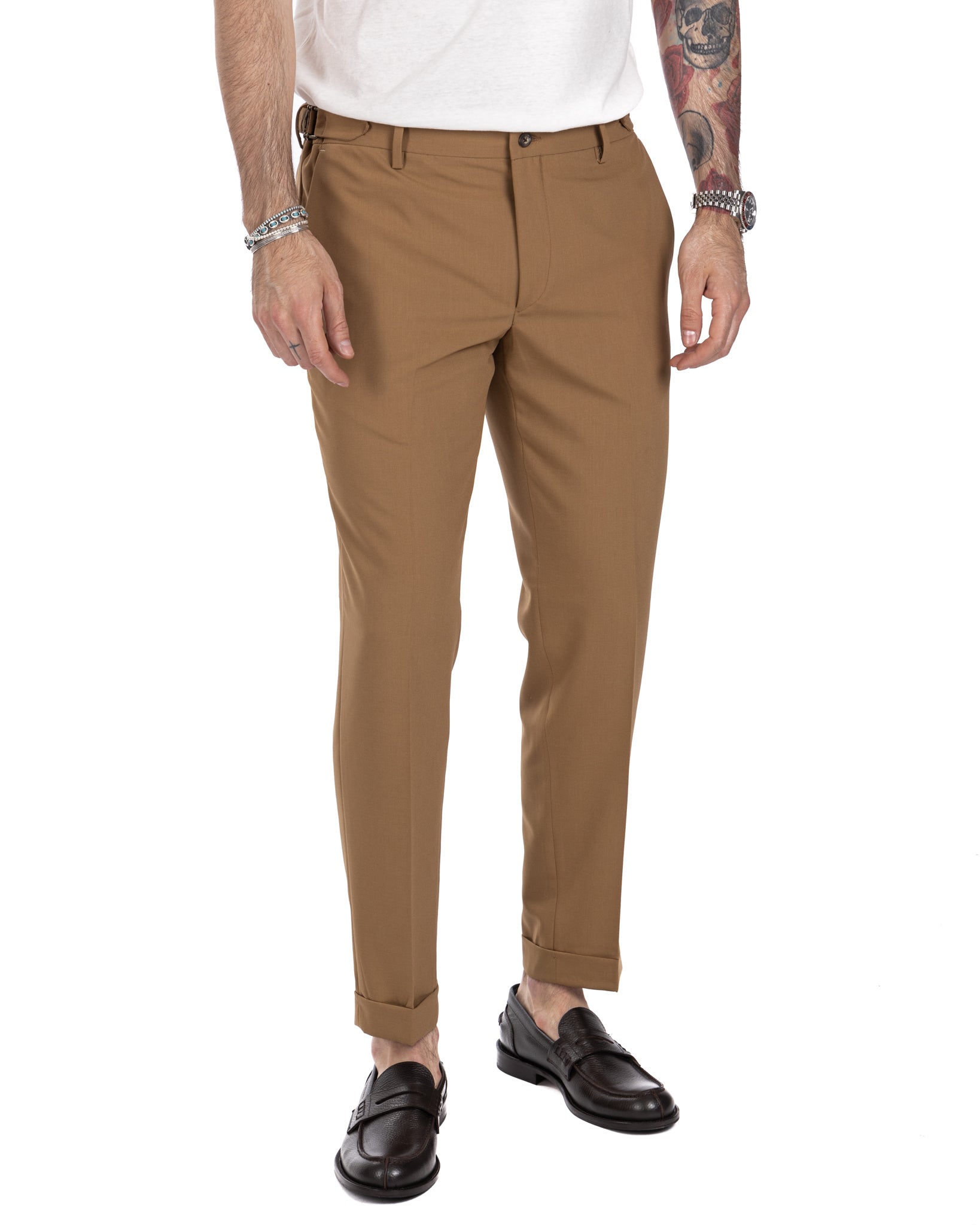 Trani - trousers with beige buckles