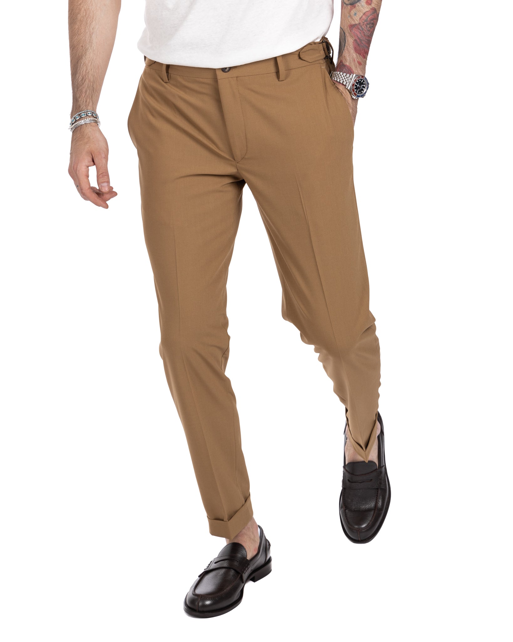 Trani - trousers with beige buckles