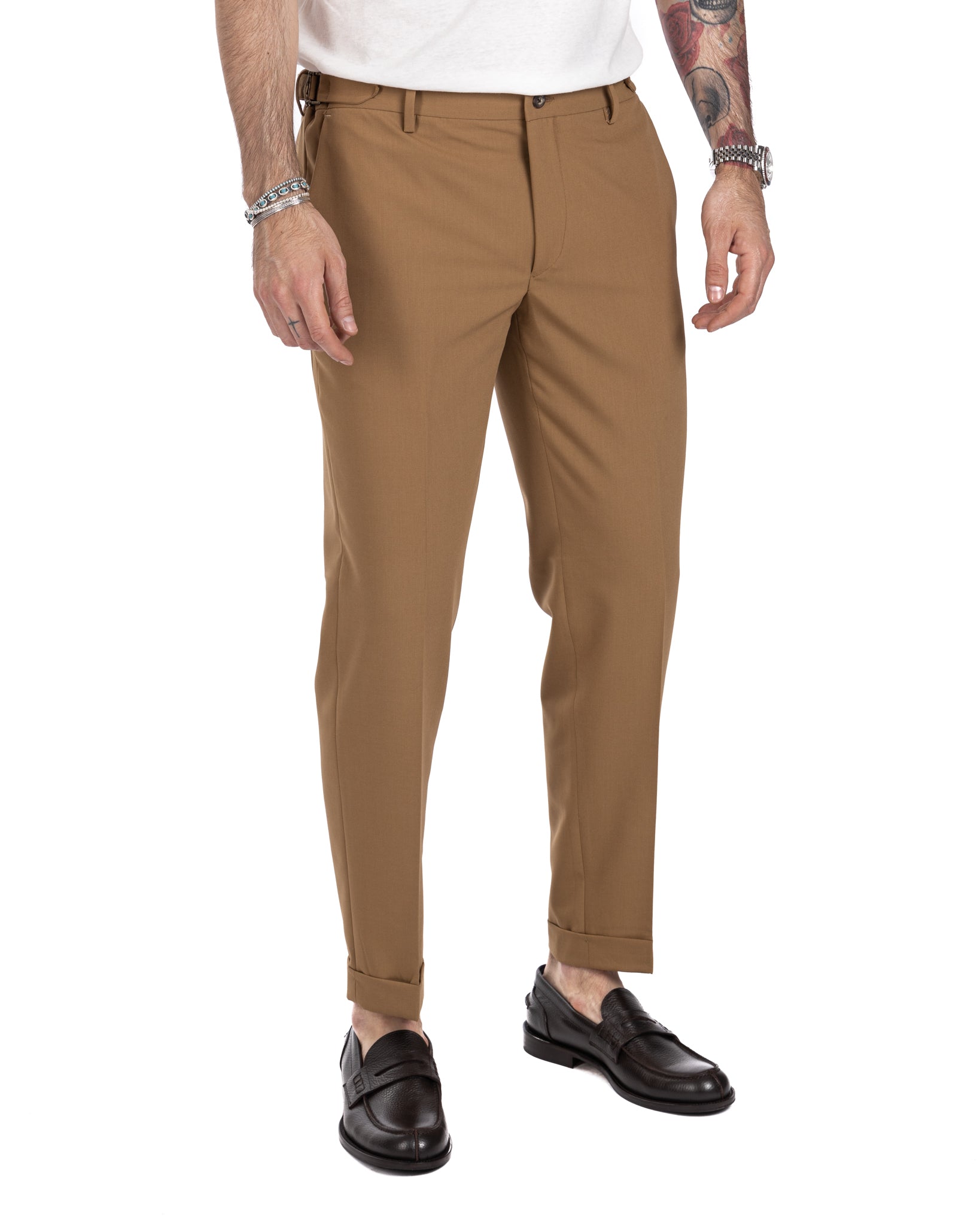 Trani - trousers with beige buckles