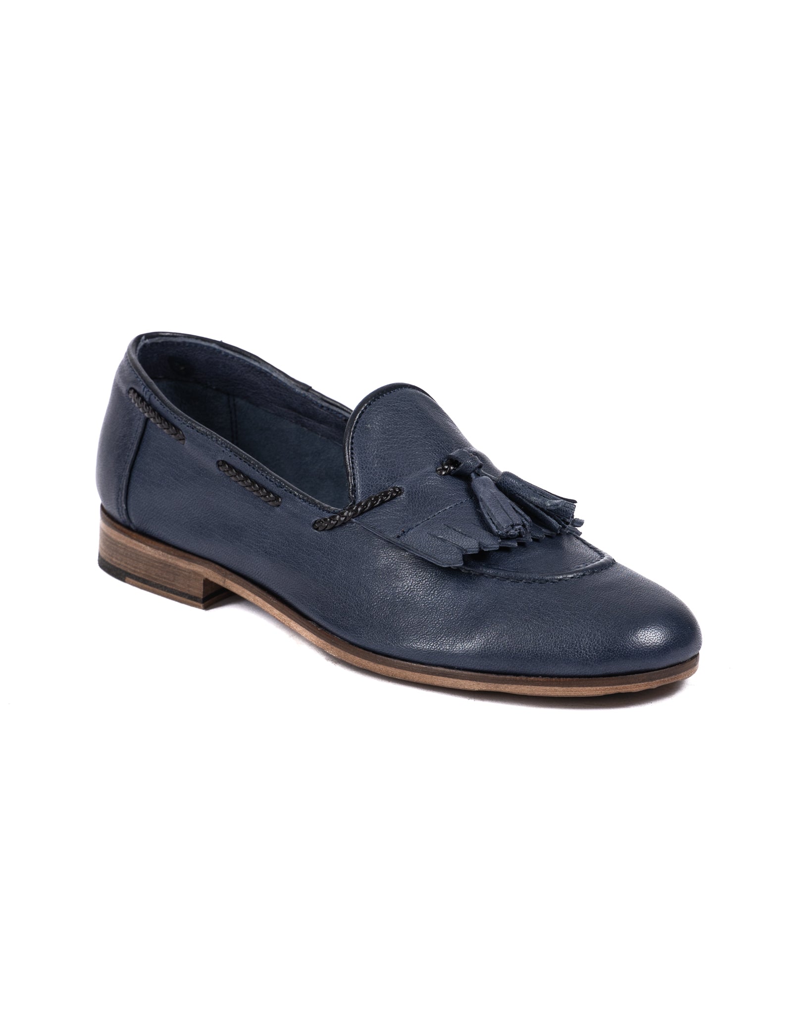 Pablo - blue moccasin with fringe and tassel