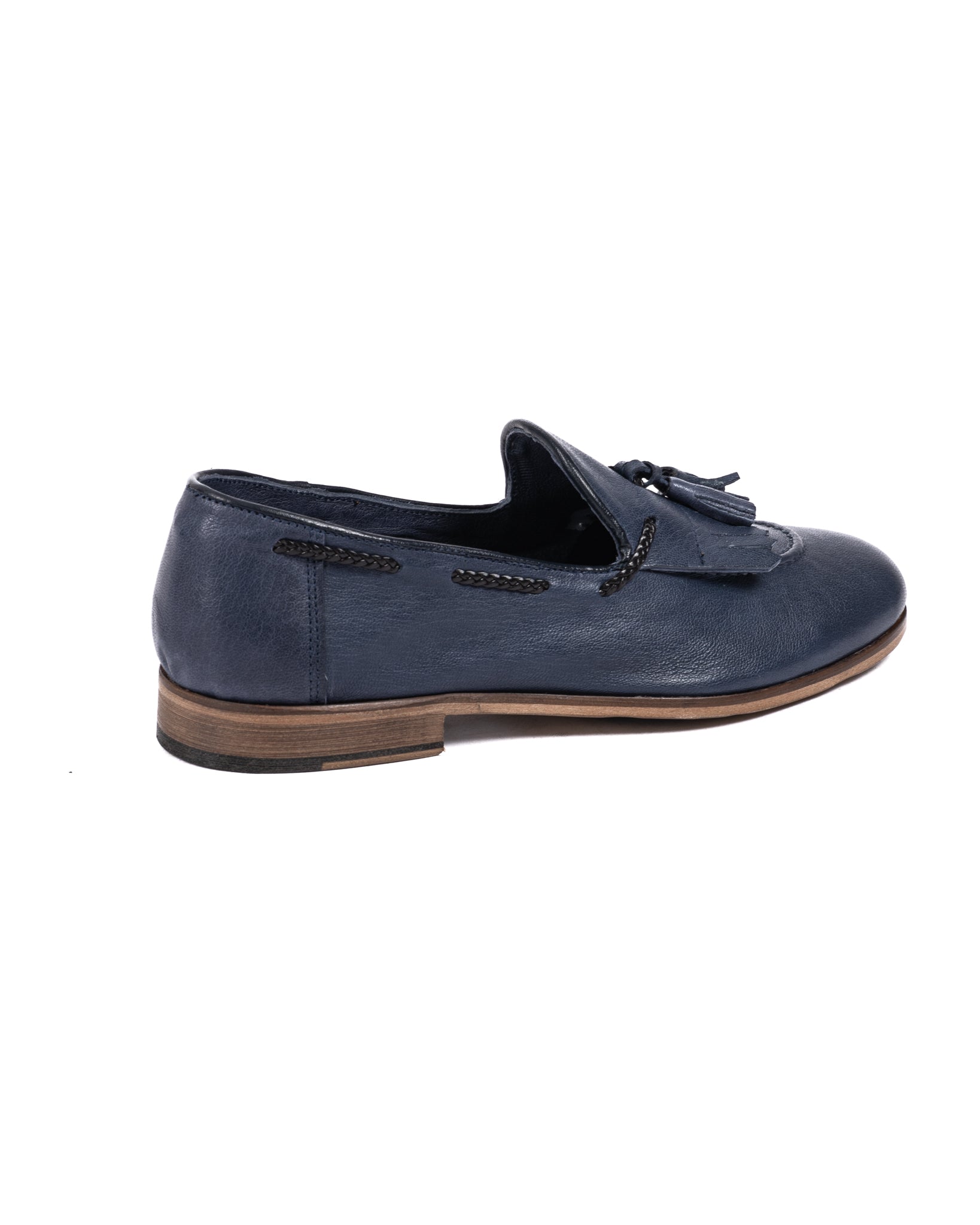 Pablo - blue moccasin with fringe and tassel