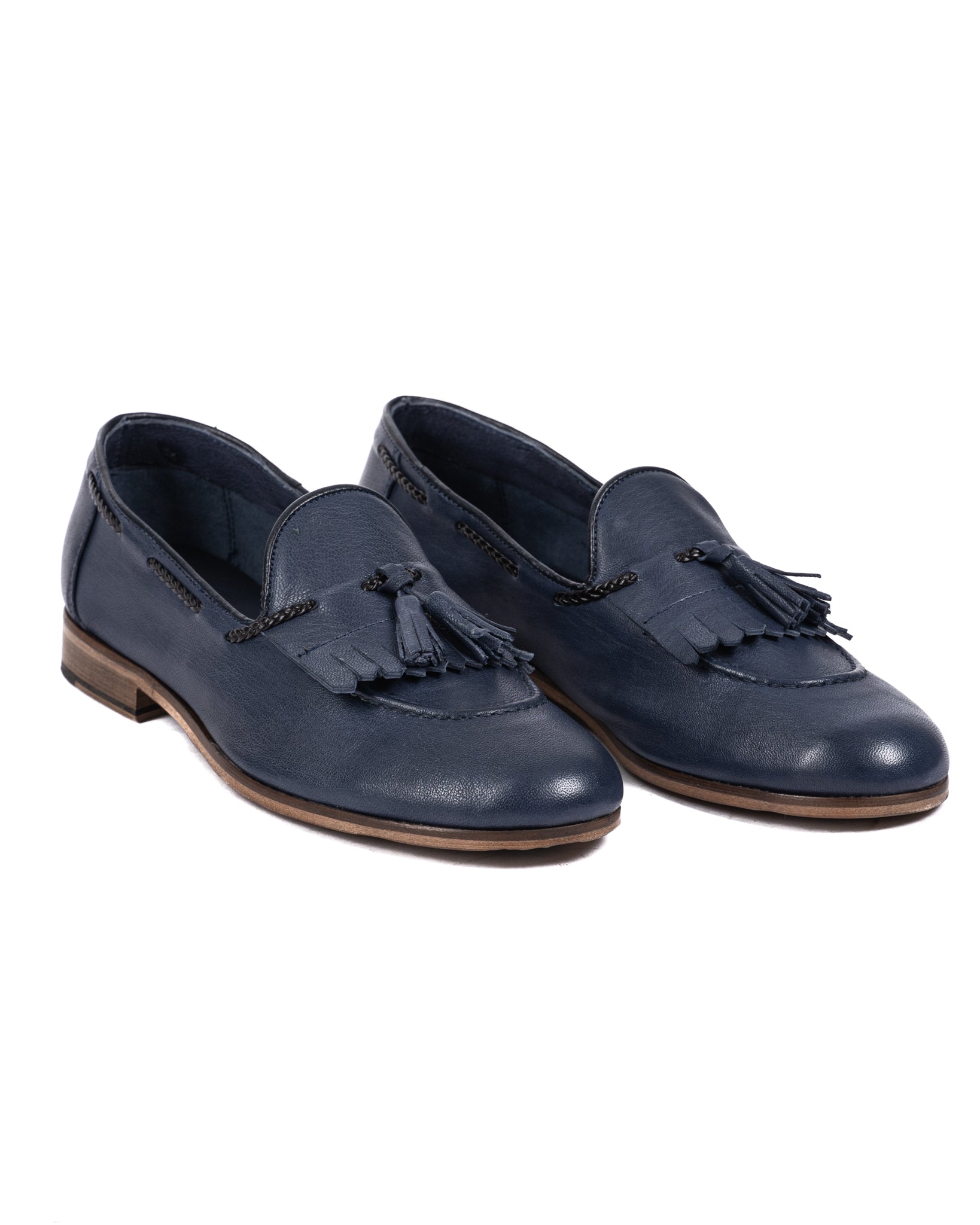Pablo - blue moccasin with fringe and tassel