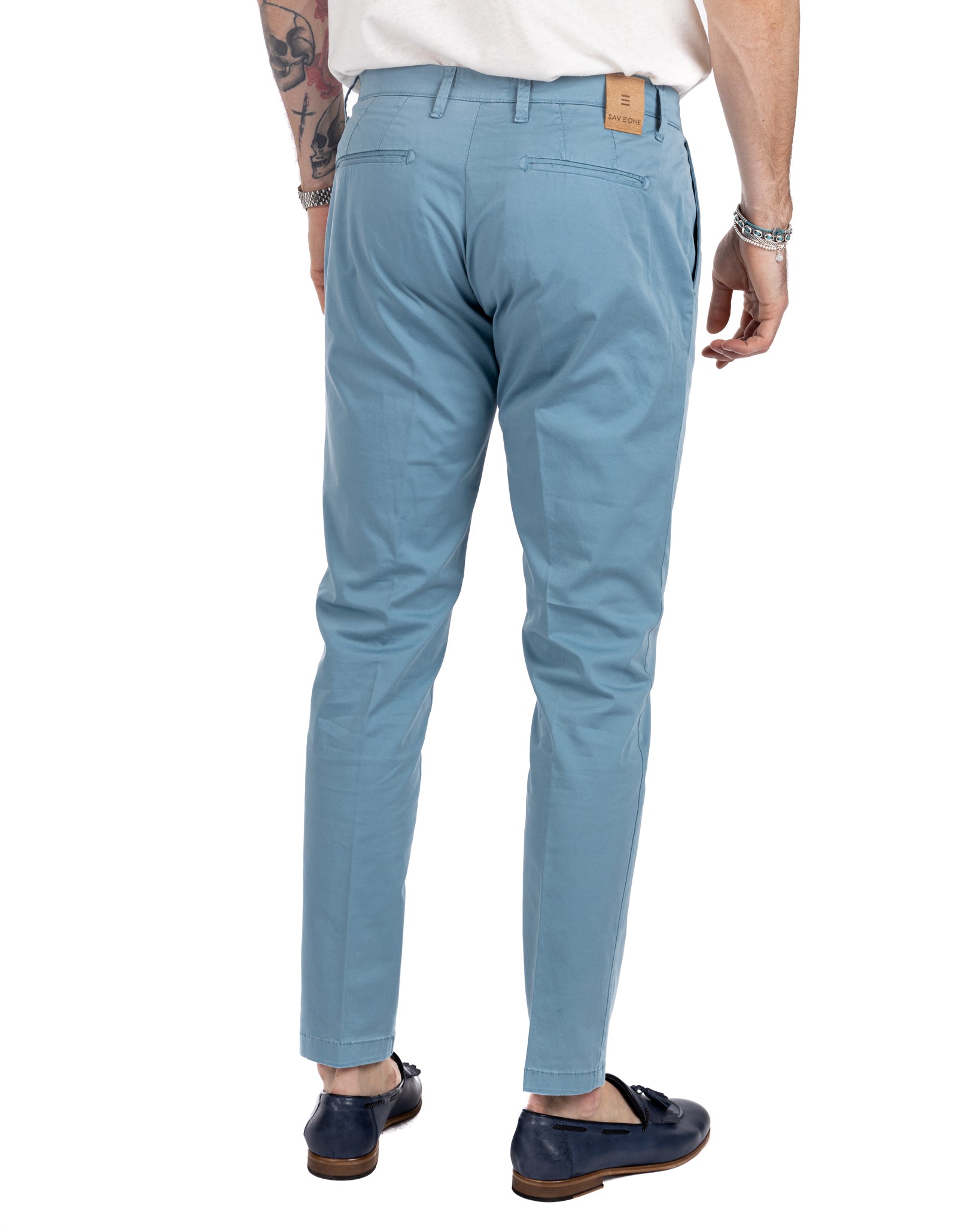 Miles - pantalone con pinces azzurro