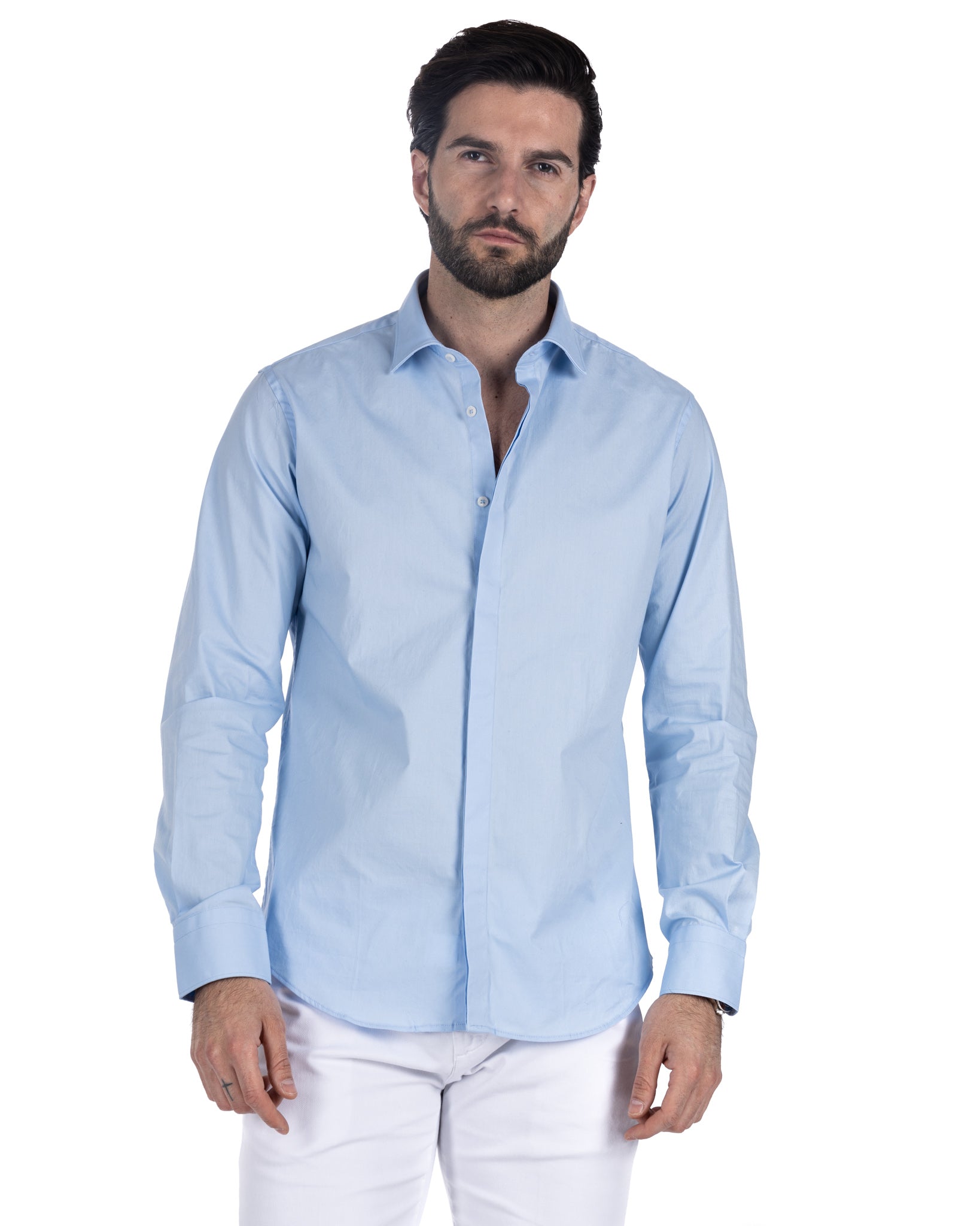 Shirt - classic light blue basic in cotton