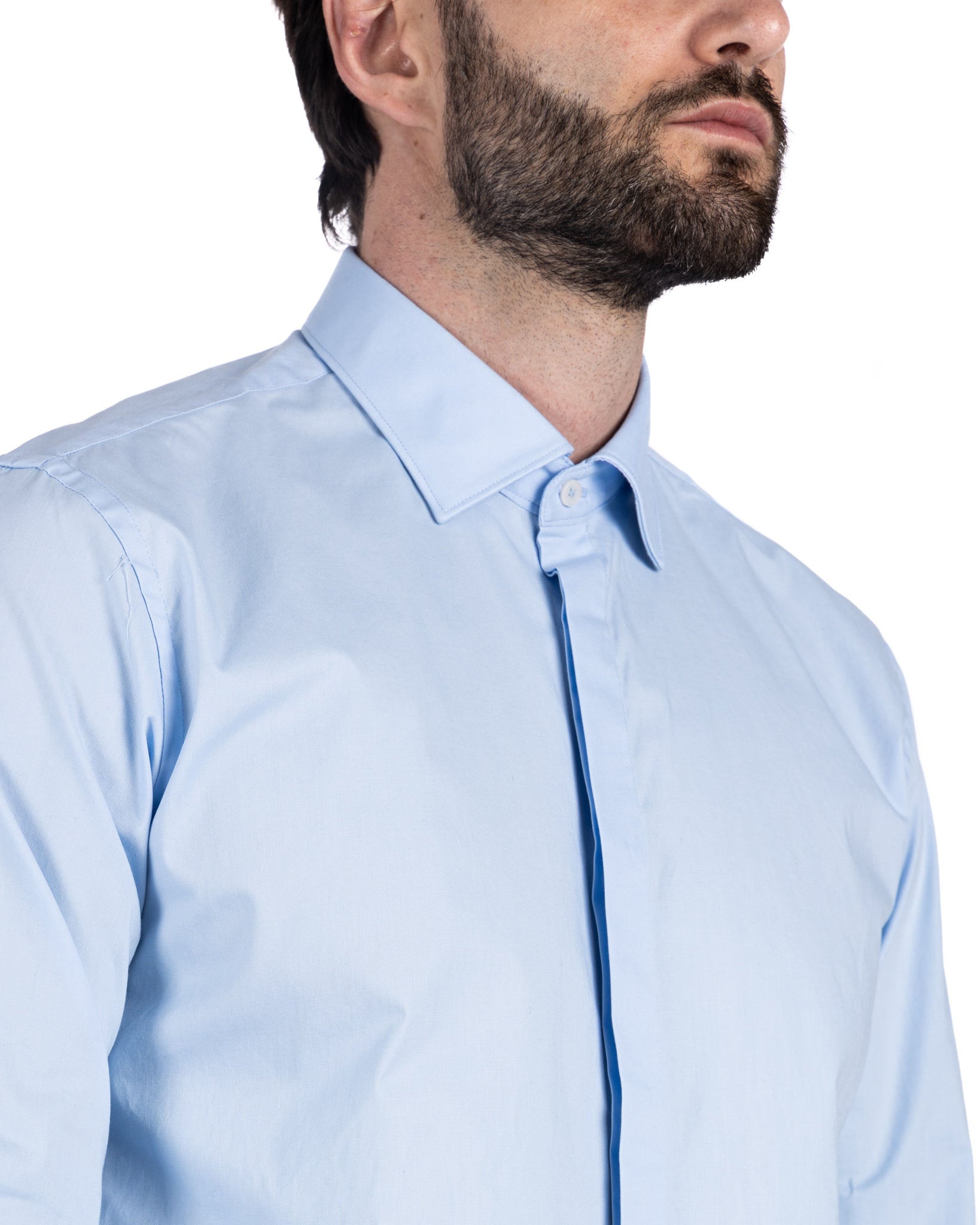 Shirt - classic light blue basic in cotton
