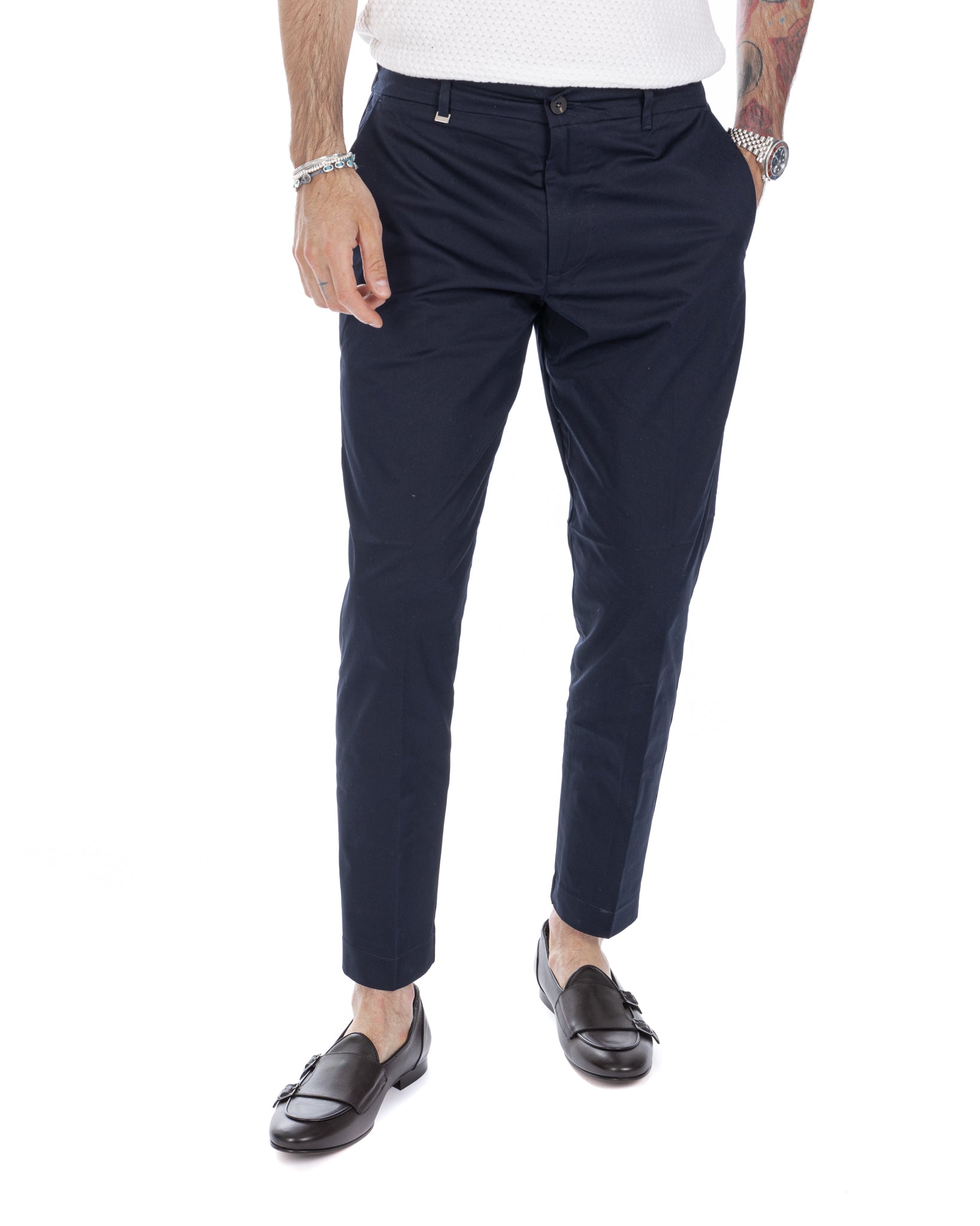 Elder - blue capri trousers in summer cotton