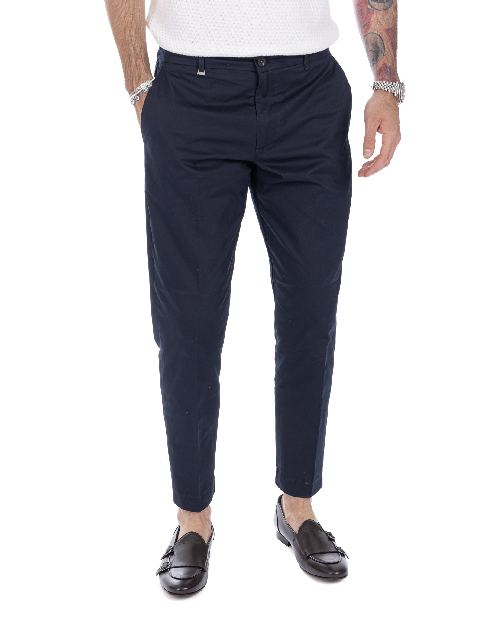 Elder - blue capri trousers in summer cotton