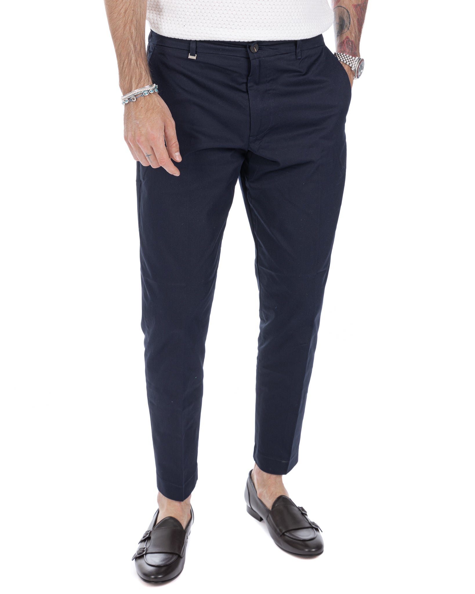 Elder - blue capri trousers in summer cotton