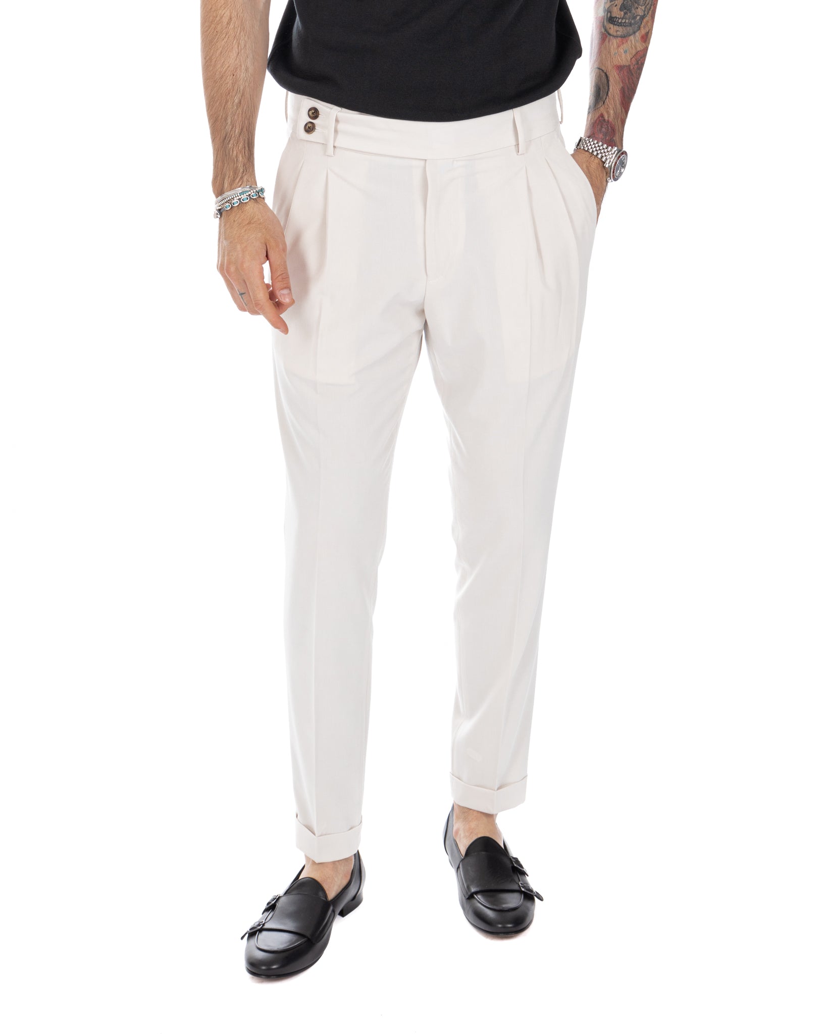 Caprera - cream high waisted trousers