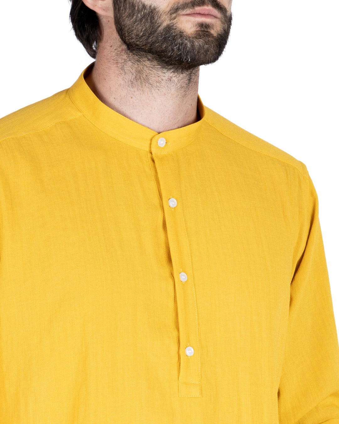 SERAFINO - YELLOW FIVE BUTTON LINEN SHIRT